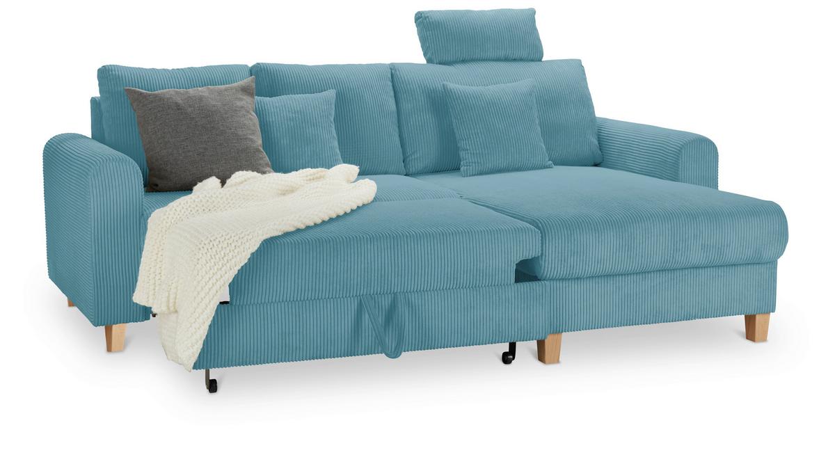 Kutna Garnitura Lille - svijetlo smeđa/boje petroleja, Moderno, tekstil/drvo (232/110/156cm) - Best Price