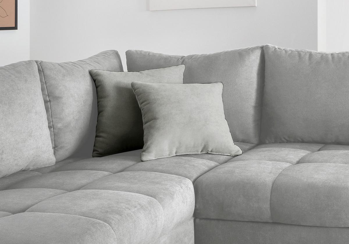 Wohnlandschaft Alvito Hellgrau Nylon/Mikrofaser - Silberfarben/Hellgrau, Design, Holz/Textil (202/298cm) - MID.YOU