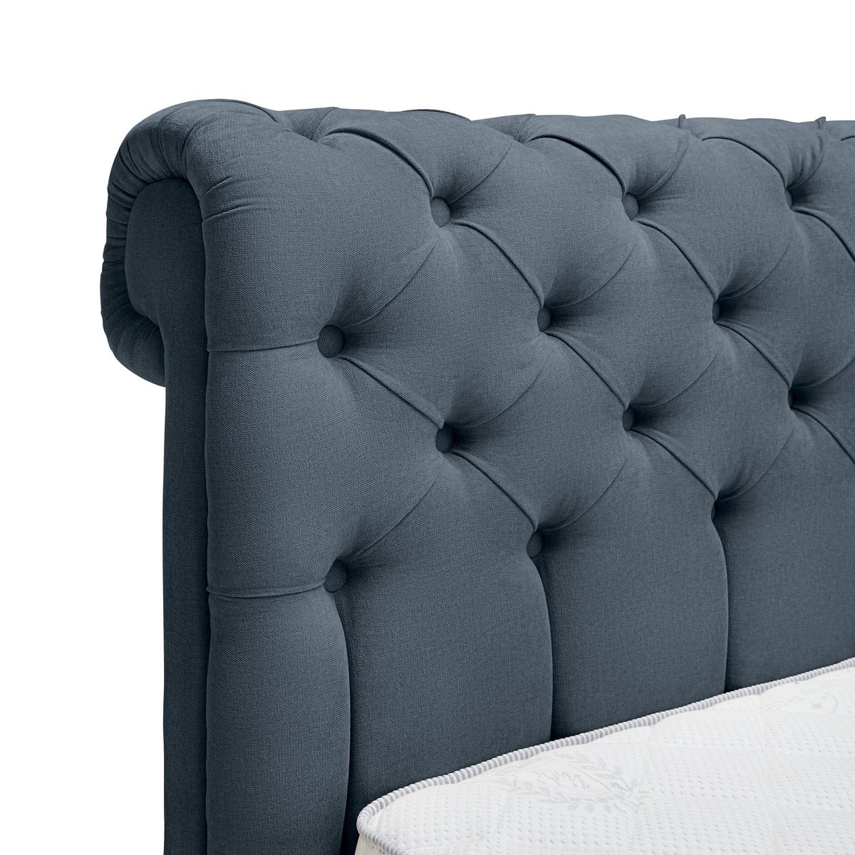 Boxspringbett Belano Dunkelblau ca. 180x200cm - bleu foncé, Konventionell, métal/textile (180/200cm) - Premium Living