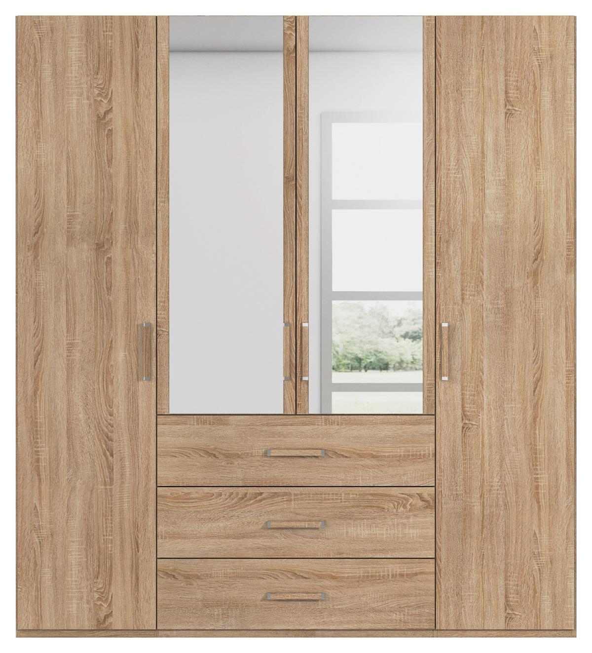 Omara S Klasičnimi Vrati Evelyn, Barva Hrasta - hrast sonoma, Design, umetna masa/steklo (201/223/60cm) - Novel