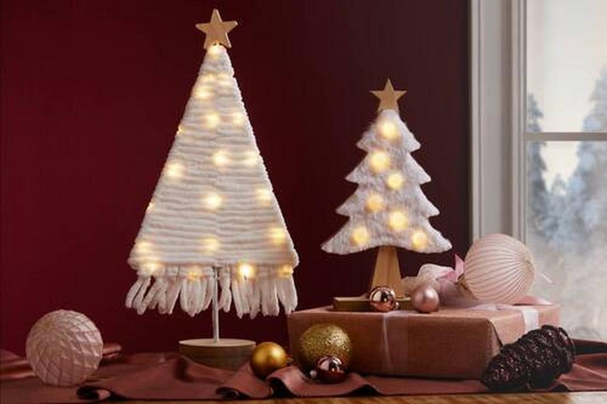 LED-díszlámpa Camille - fehér, textil/fa (14/20cm) - Premium Living