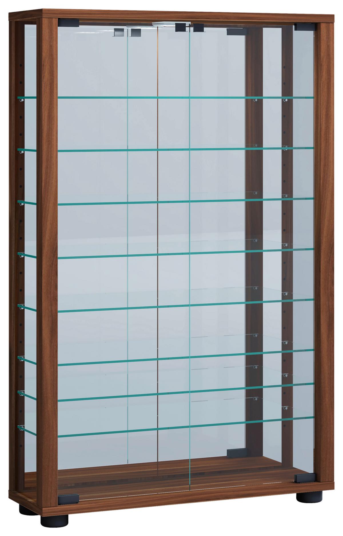 Viseča Vitrina Vitrosa, Oreh - črna/barve oreha, Moderno, umetna masa/steklo (59/91,3/18cm) - MID.YOU