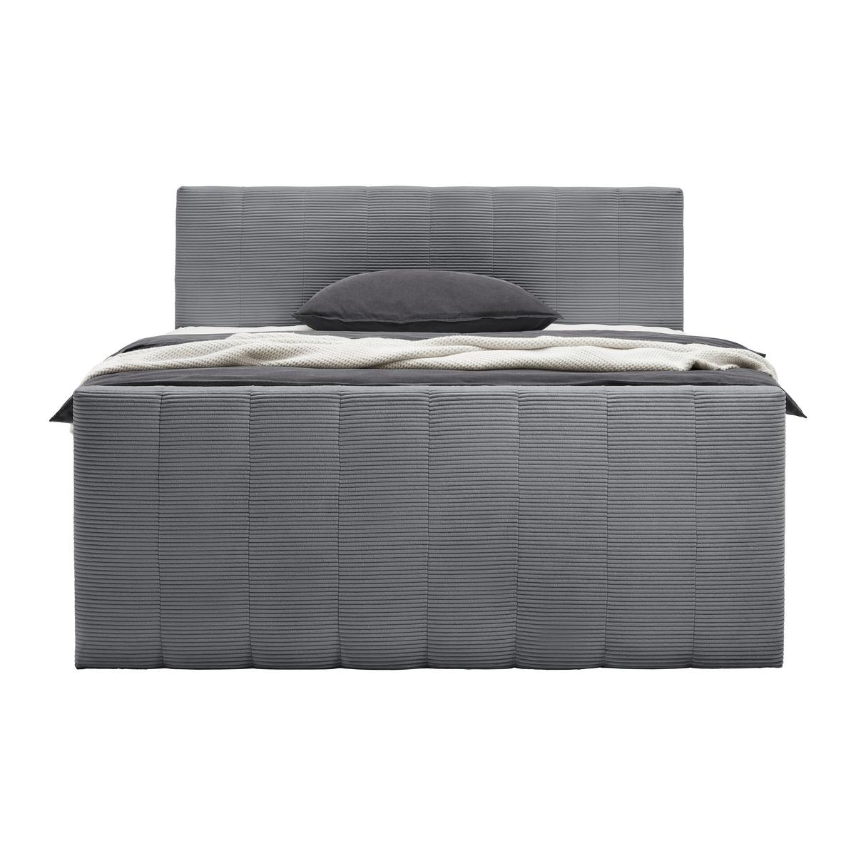 Boxspring Krevet Malaga - srebrne boje/tamno siva, Konvencionalno, drvni materijal/tekstil (160/200cm) - Premium Living