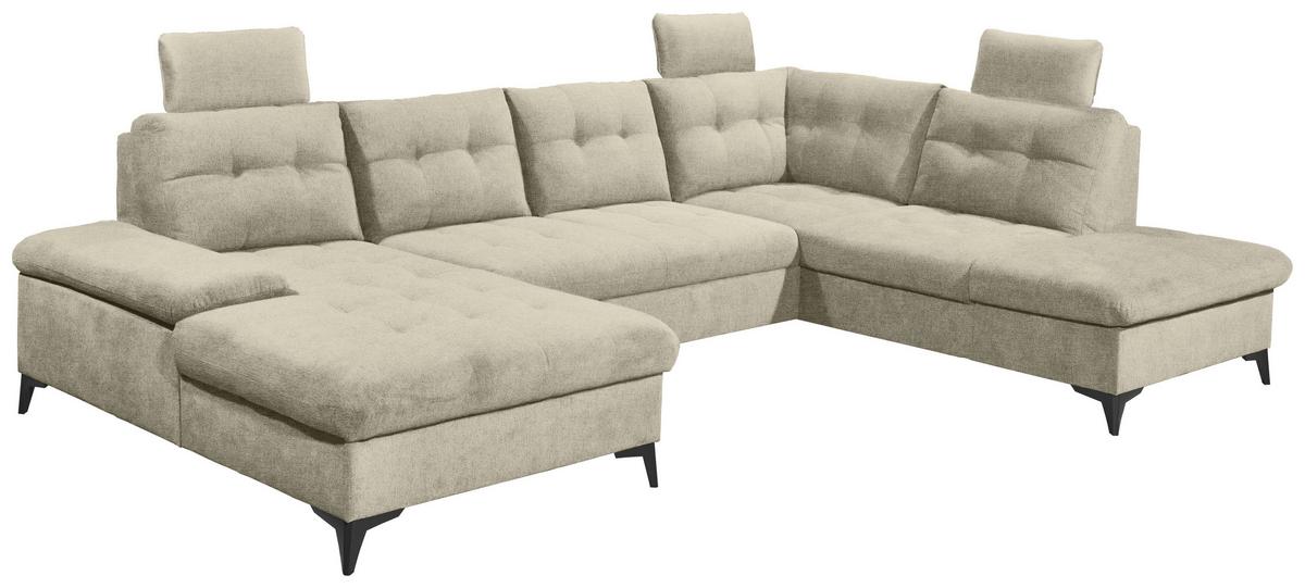 Wohnlandschaft Durban U ca. 170x324x218 cm Beige - Beige/Schwarz, KONVENTIONELL, Kunststoff/Textil (170/324/218cm) - MID.YOU