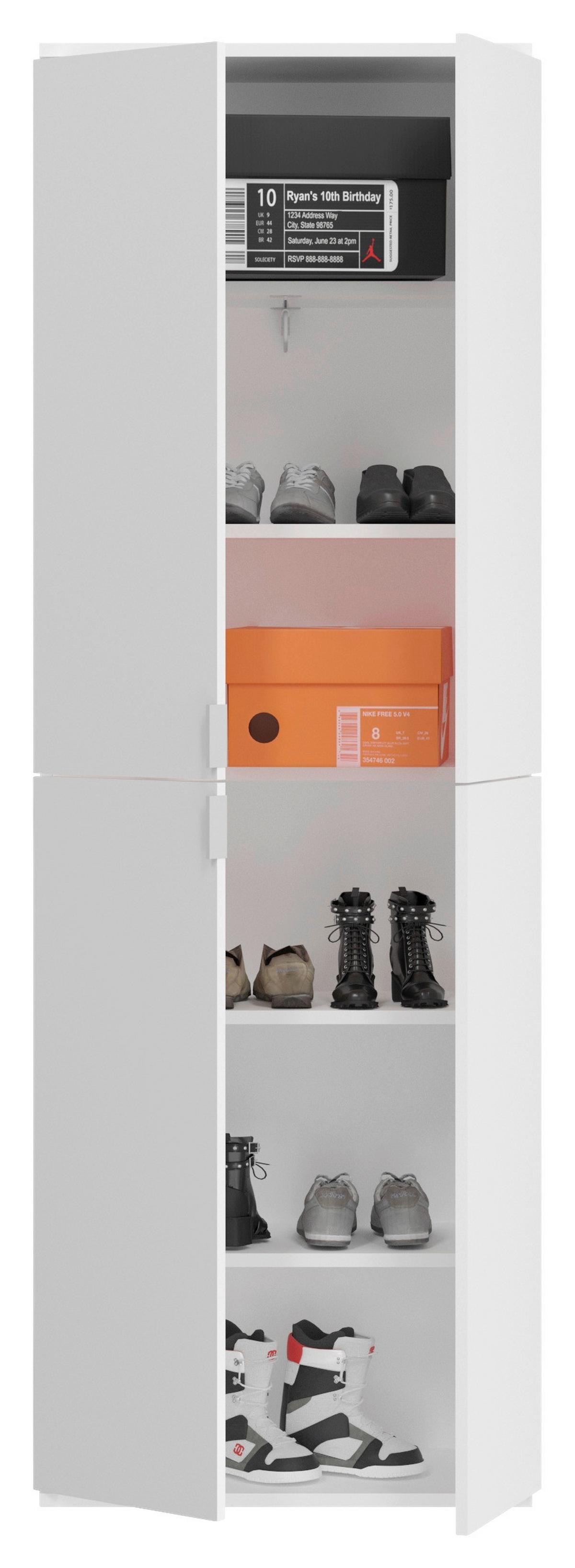 Mehrzweckschrank in Weiß - Weiss Hochglanz/Chromfarben, Modern, Holzwerkstoff/Metall (61/199/34cm) - Based