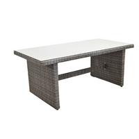 Gartentisch Saviano Grau - Grau, KONVENTIONELL, Glas/Kunststoff (185/90/77cm) - Gardenson