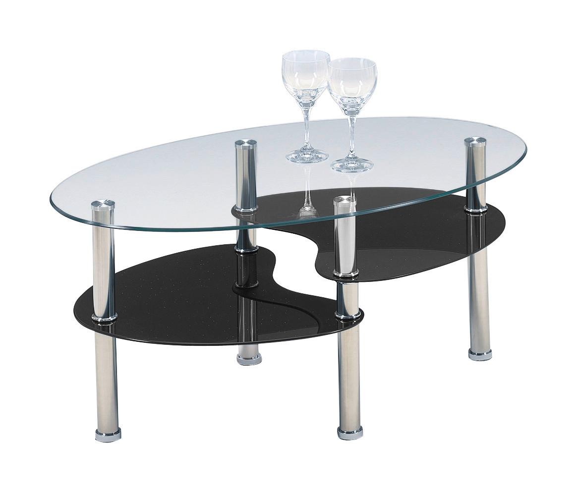 Ovalna Klubska Miza Saba, Črna, Steklo - črna/prozorno, Konvencionalno, kovina/steklo (90/45/55cm) - Modern Living