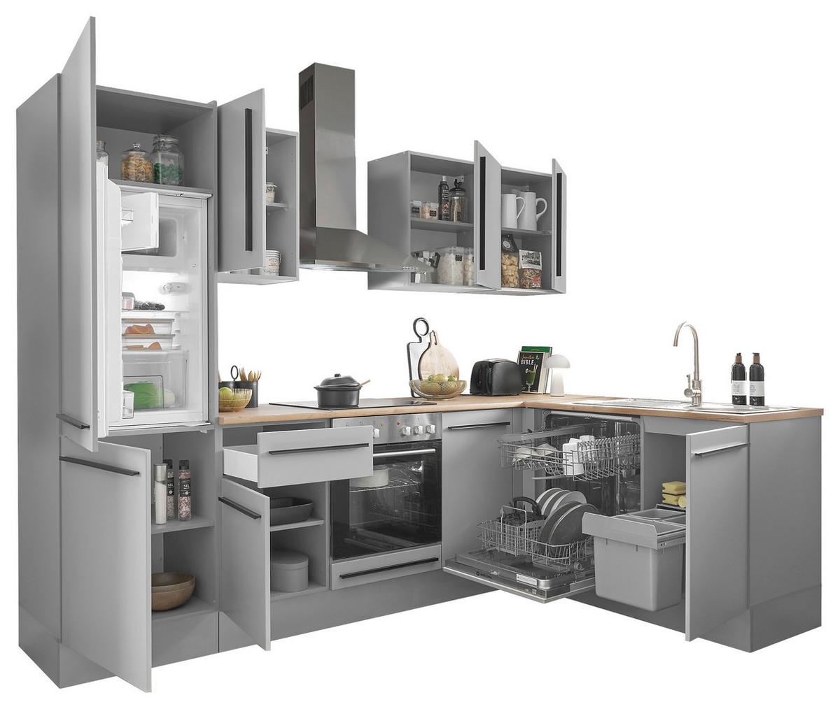 Eckküche Denver ca.280x175 cm Grau - Eichefarben/Schwarz, Design, Holzwerkstoff/Kunststoff (280/175cm) - P & B