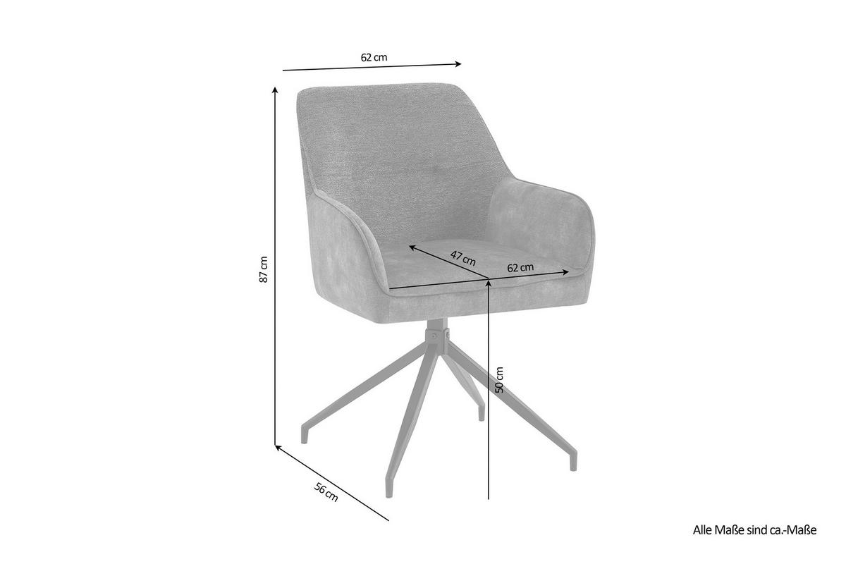 Stuhlset JACKY Anthrazit, Samt - Anthrazit/Schwarz, MODERN, Textil/Metall (62/87/56cm) - MID.YOU