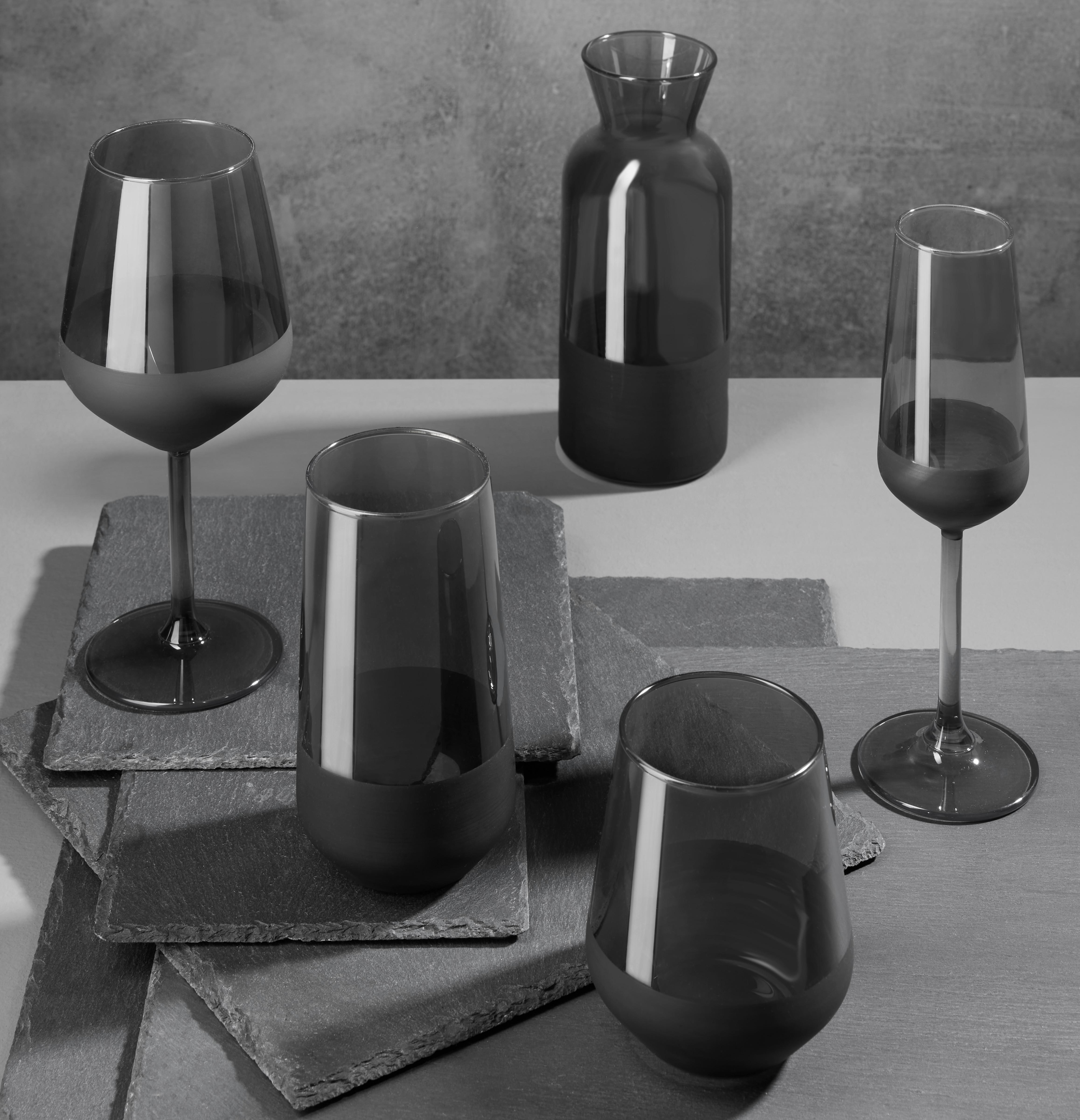 Trinkglas Black ca. 425ml - Schwarz, Modern, Glas (6,8/11cm) - Premium Living