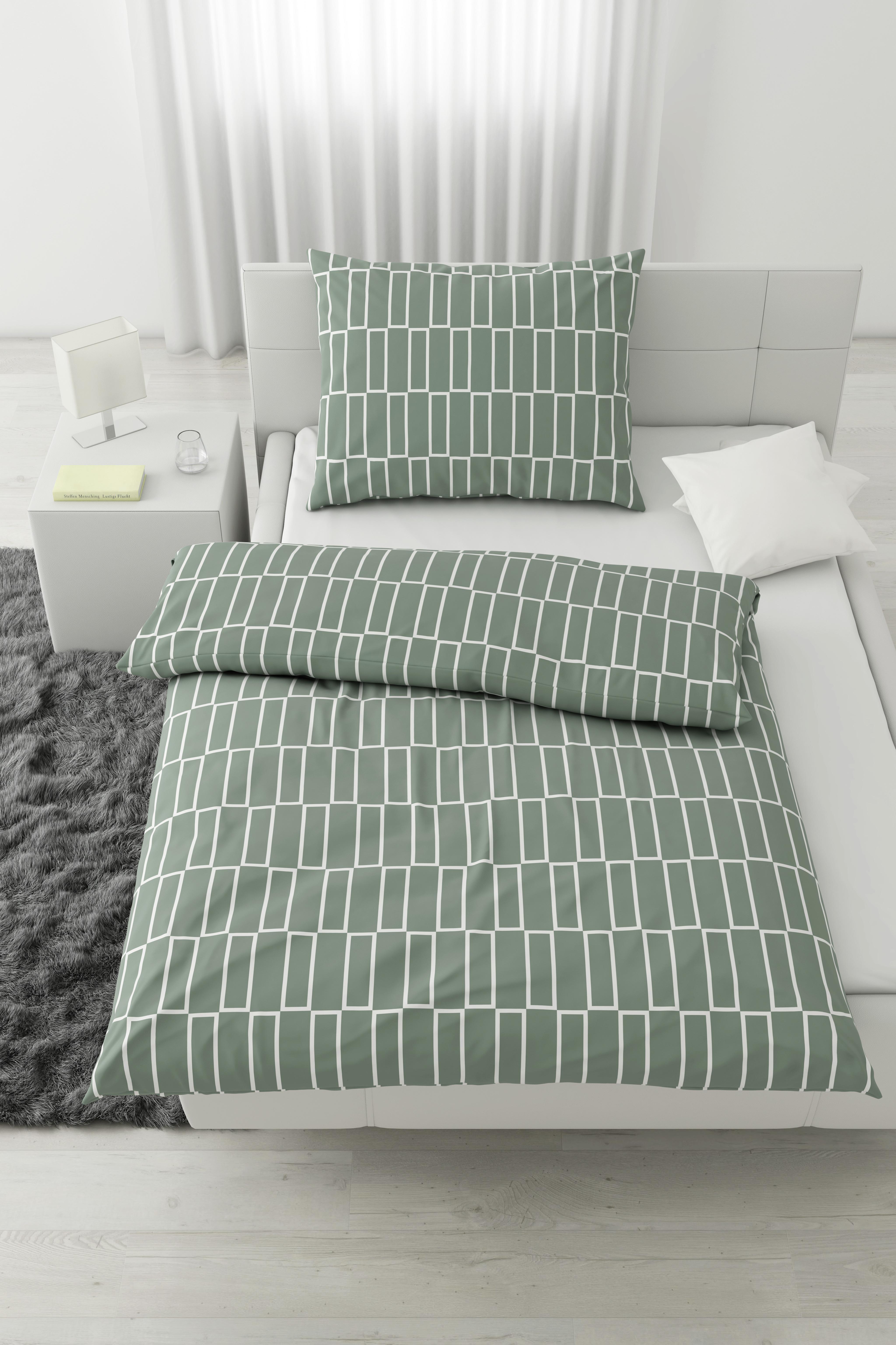 Lenjerie de pat Brigg - verde deschis/taupe, textil (140/200cm) - Modern Living