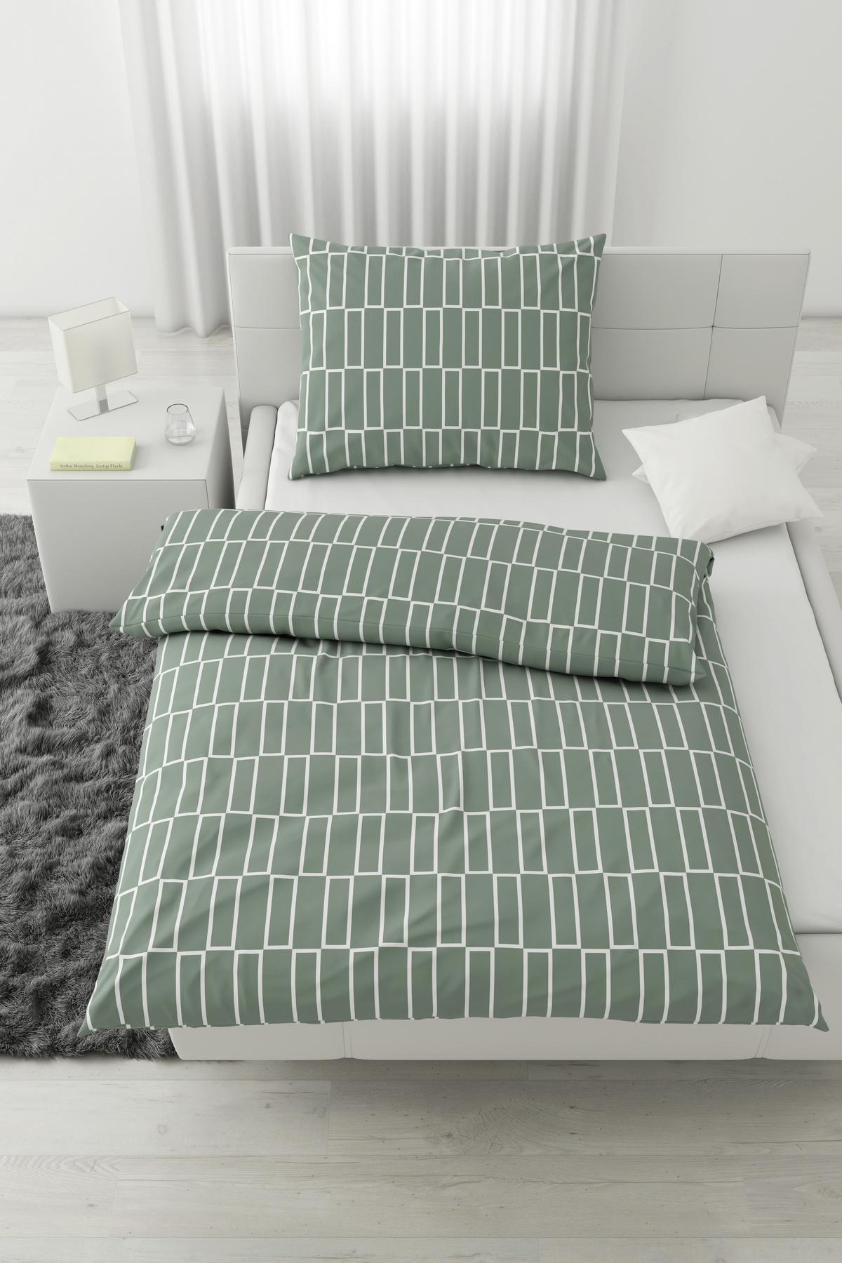 Ágyneműhuzat-garnitúra Brigg - fekete/világoszöld, textil (140/200cm) - Modern Living