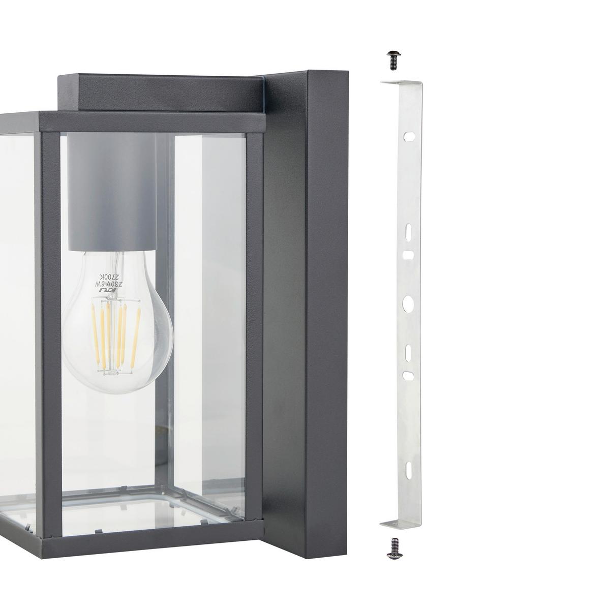 Außenwandleuchte Budrone Klar/Schwarz max. 40 Watt - Klar/Schwarz, KONVENTIONELL, Glas/Metall (16,5/12/27cm) - Eglo