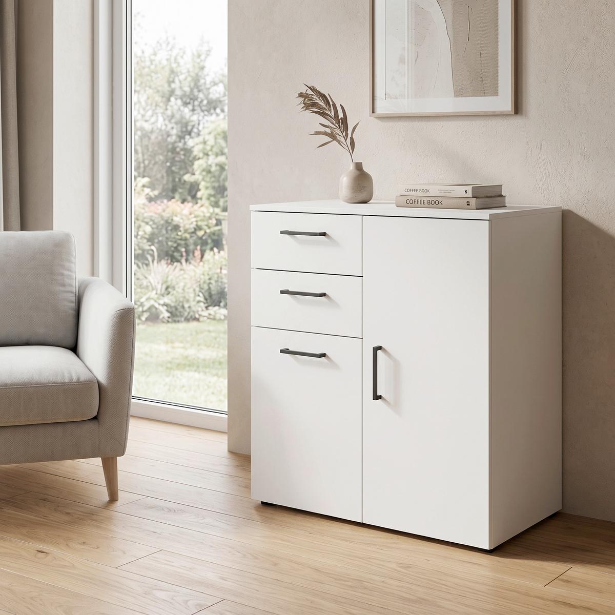 Komoda Multi - bijela/crna, Moderno, drvni materijal/plastika (80/83/52cm) - Modern Living