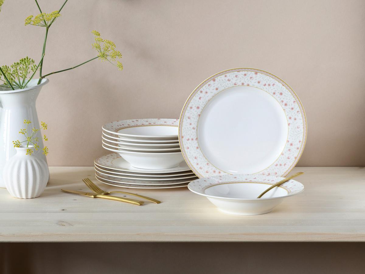 Jedilni Servis Emilia, 12-Delni - biserna, Trend, keramika - Creatable