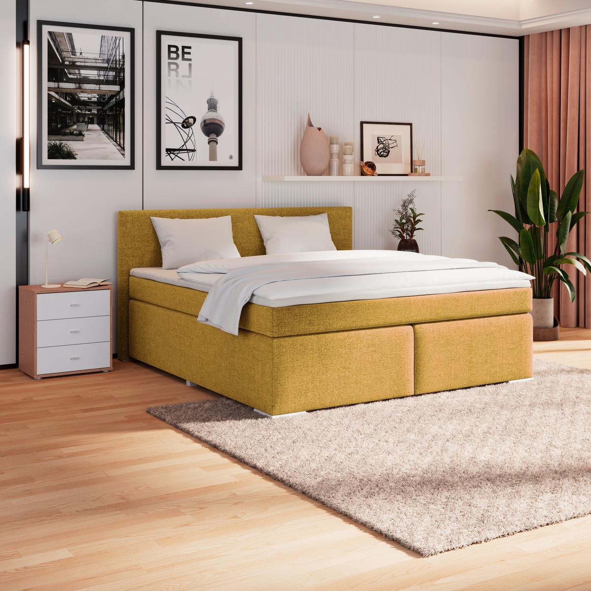 Boxspring Krevet Mira - boje grafita/srebrne boje, Konvencionalno, metal/tekstil (160/200cm) - Best Price