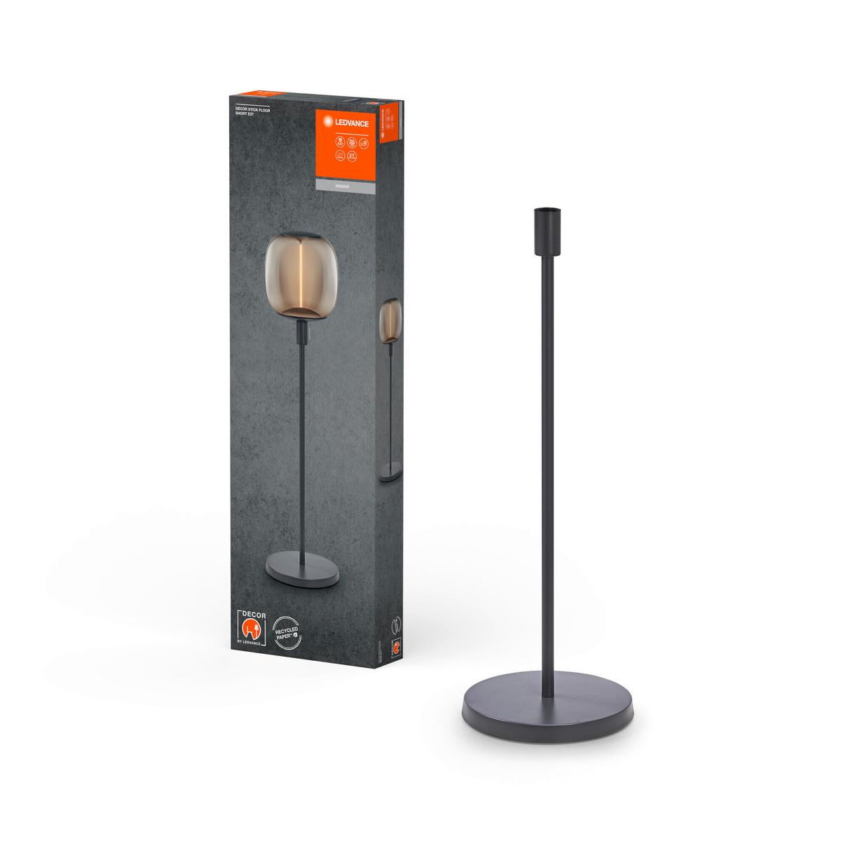 PODSTAWA LAMPY DECOR STICK FLOOR SHORT E27 DG - ciemnoszary, Basics, metal (26/78cm) - Ledvance