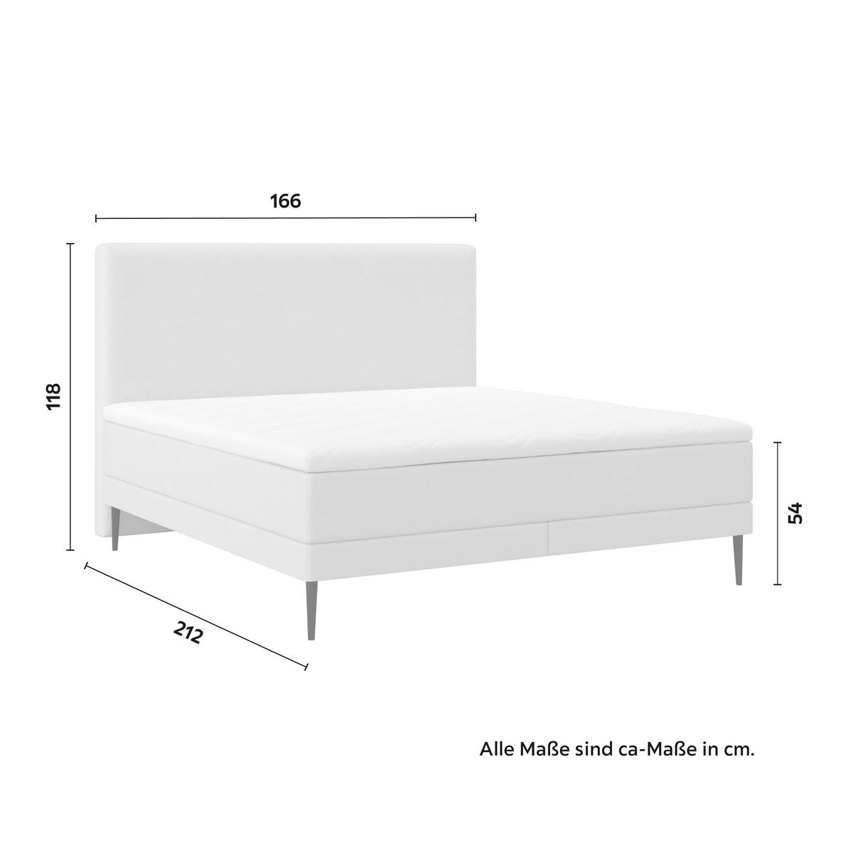 Boxbett Nevada ca. 160x200 cm Hellgrau mit Topper - Hellgrau/Schwarz, Modern, Holz/Textil (160/200cm) - Bessagi