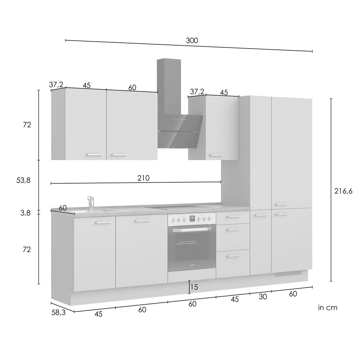Küchenleerblock Senso High o. Geräte Olivgrün - Eichefarben/Schwarz, ROMANTIK / LANDHAUS, Holzwerkstoff/Metall (300cm) - Nobilia