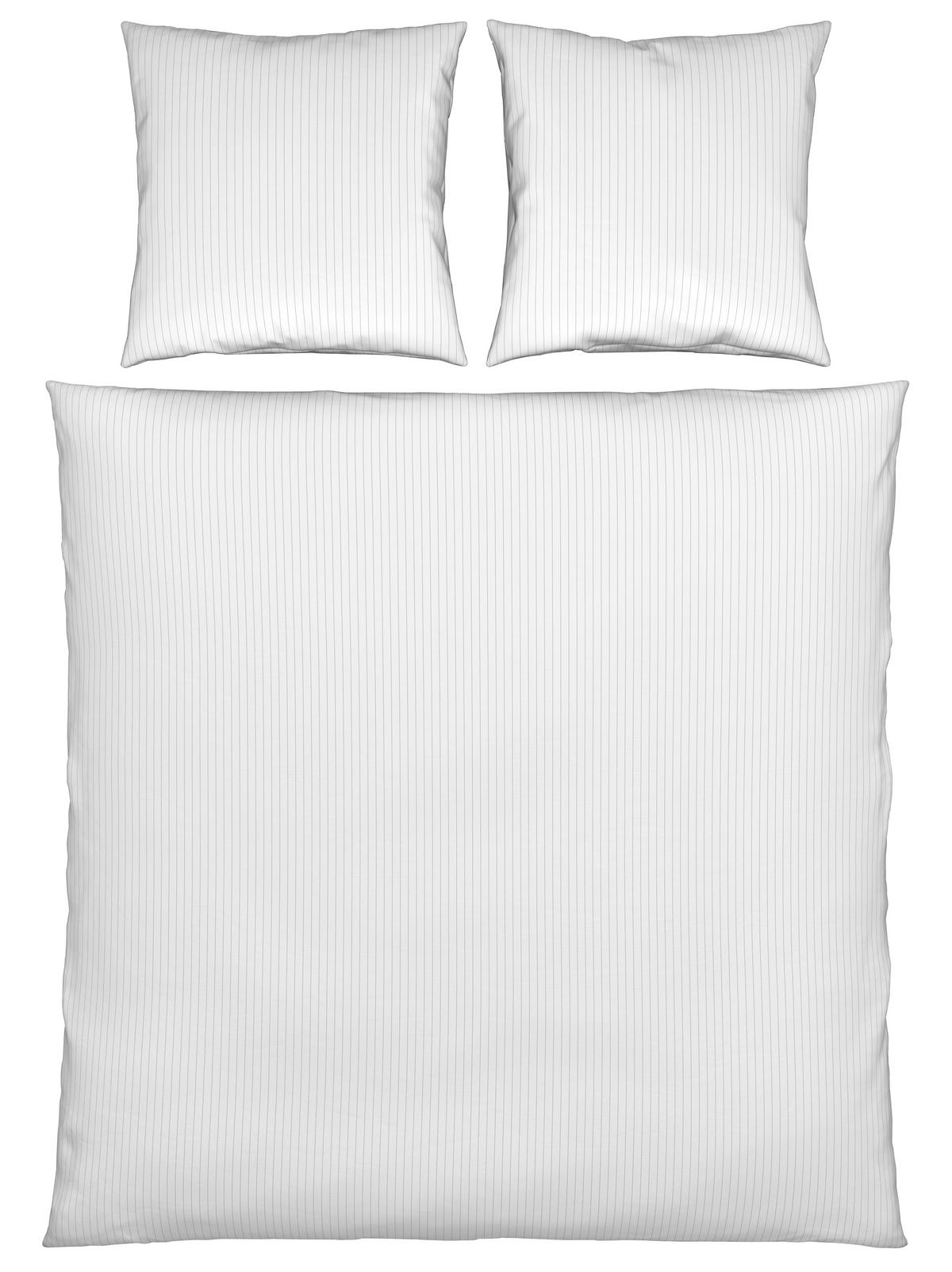 BETTWÄSCHESET TWILL STREIF XXL - Weiss/Hellgrau, Modern, Textil (200/210cm) - Mömax