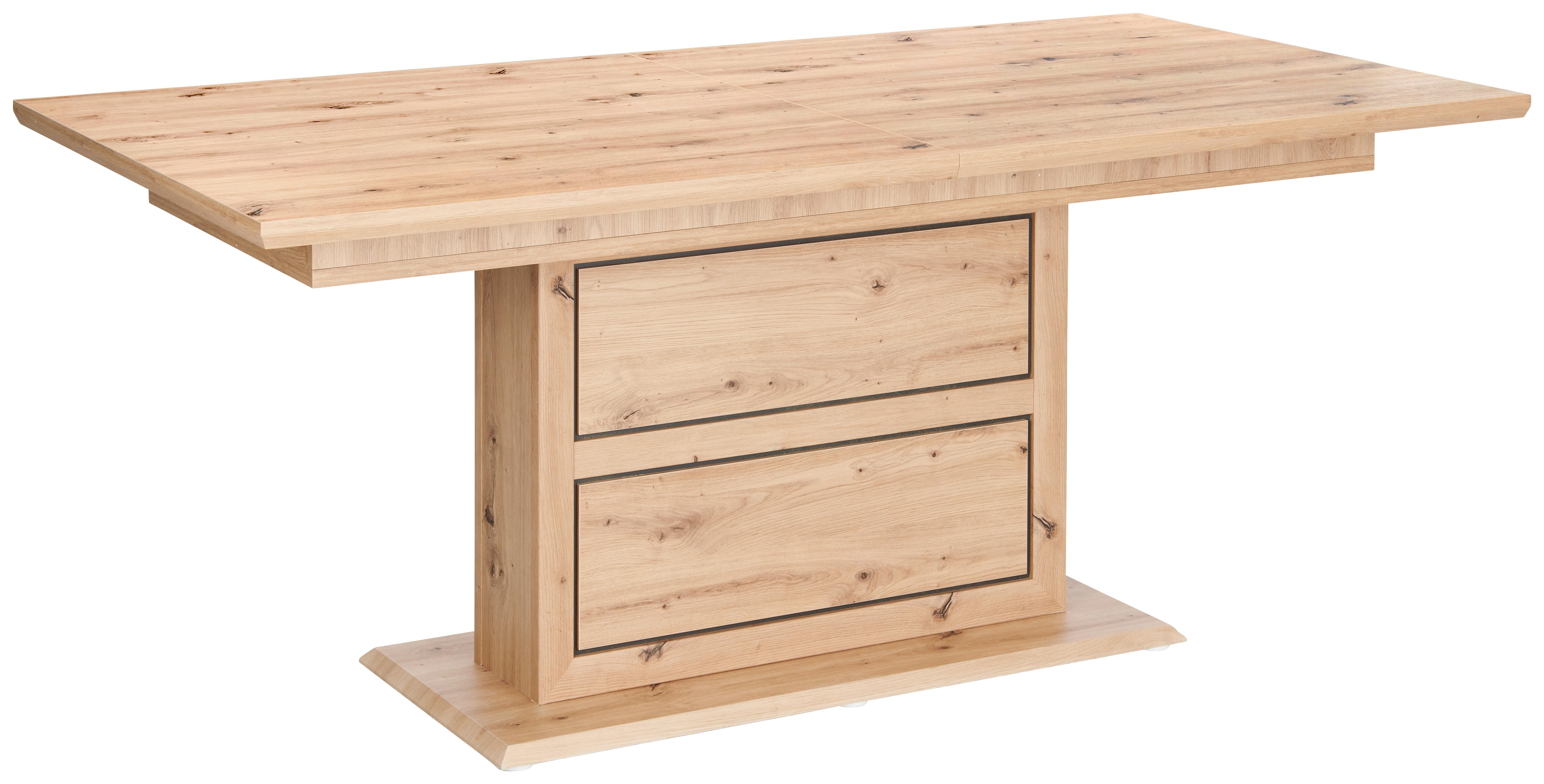 Masă extensibilă HARVEY - culoare lemn stejar/antracit, Konventionell, material pe bază de lemn (180/76,5/90cm)