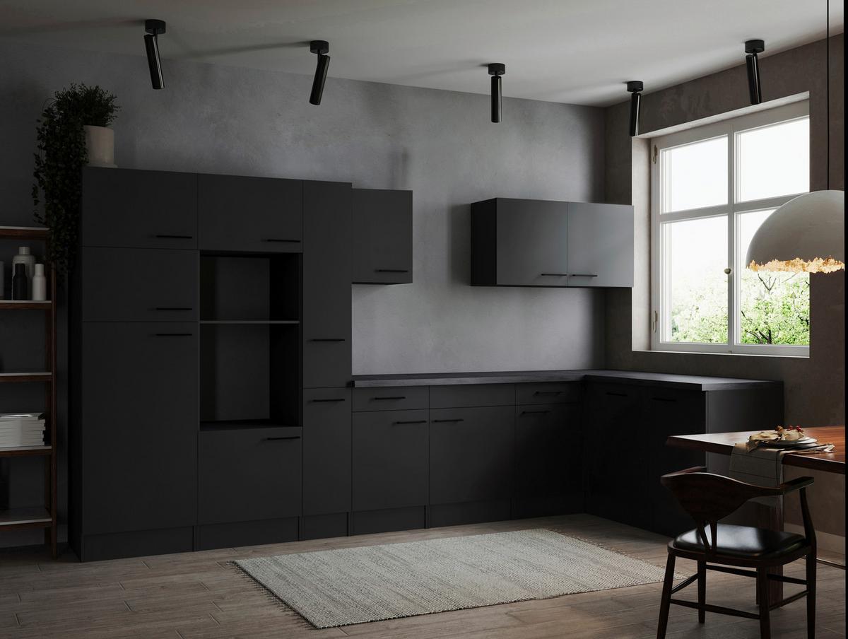 Kotna Kuhinja Brez Aparatov Oliver, 370x172cm - temno siva/črna, Design, kovina/leseni material (370/172cm) - Respekta