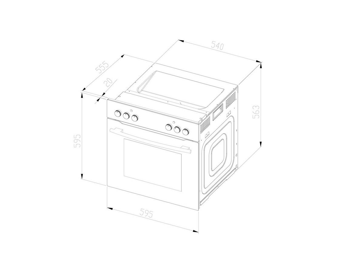 Backofen WMO 70 Schwarz - Schwarz, KONVENTIONELL, Glas/Metall (59,5/59,5/55cm) - Wolkenstein