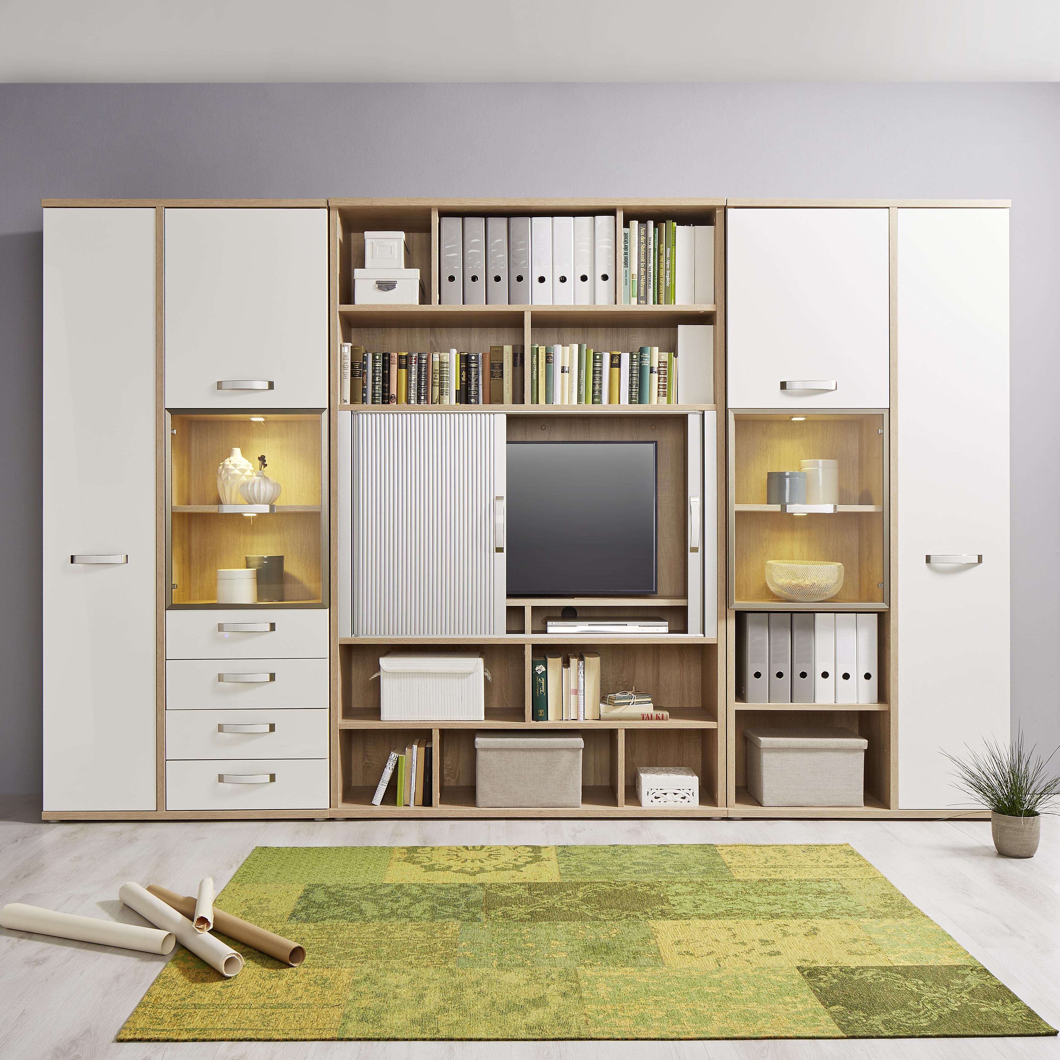 Etajeră Ducato - culoare lemn stejar, Modern, plastic/metal (120/217/40cm) - Premium Living