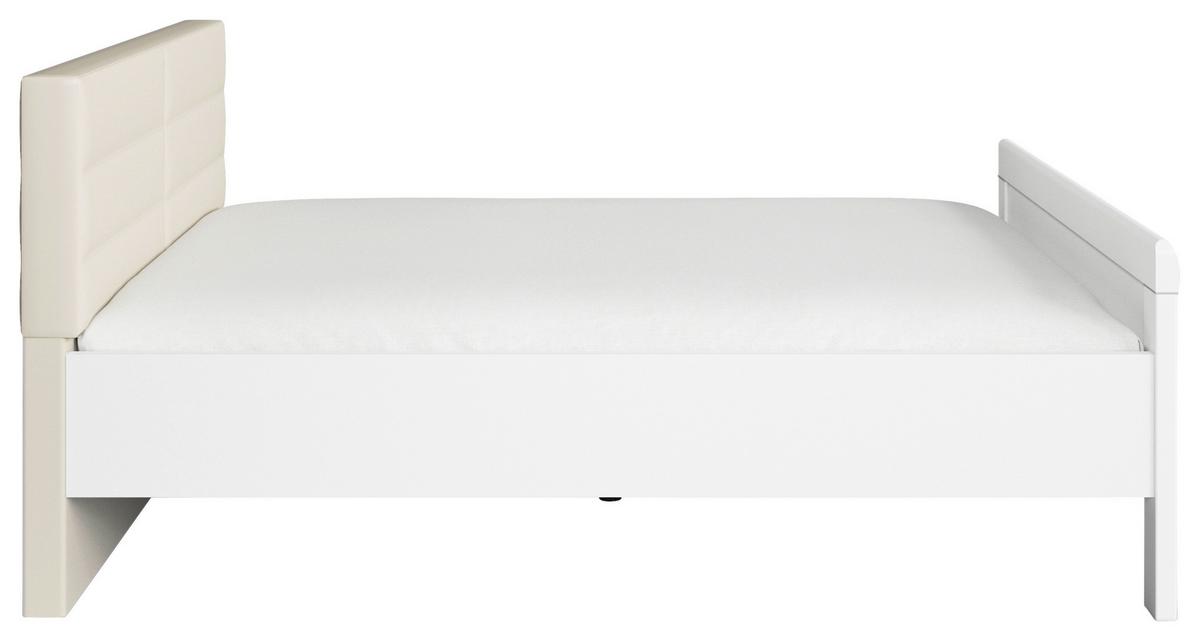 Postelja Evelyn, Bela, Barva Šampanjca, 160x200 - barve šampanjca/bela, Design, leseni material/tekstil (160/200cm) - Novel