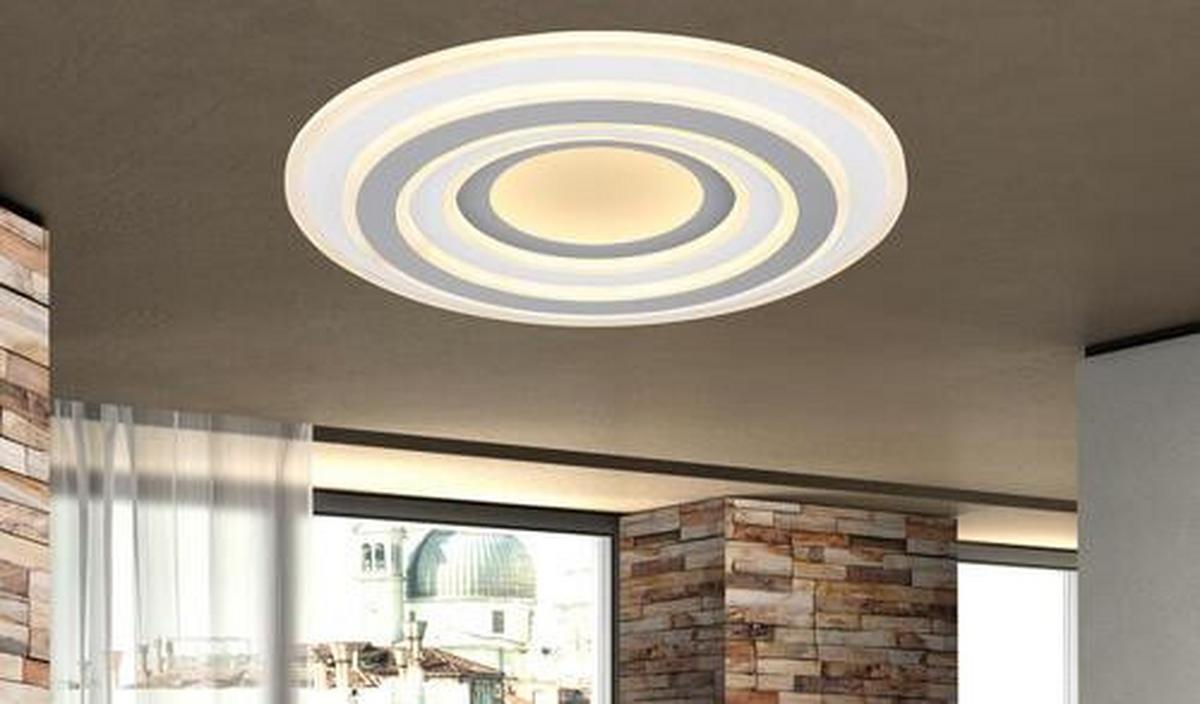LED-Deckenleuchte Sabatino Anthrazit/Weiß max. 46 Watt - Anthrazit/Weiß, Design, Kunststoff/Metall (50/7cm) - Globo
