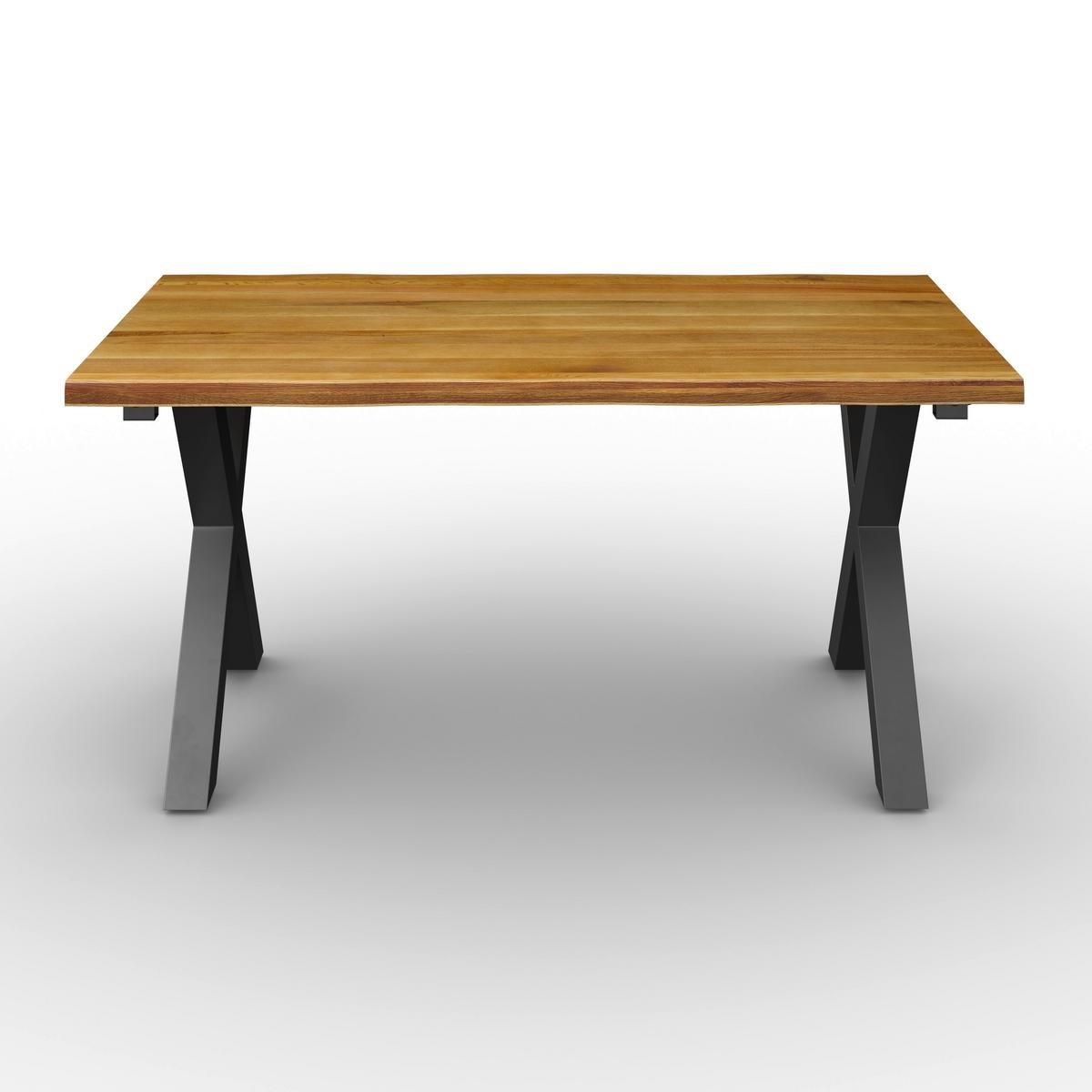 Ausziehtisch Ariano Eiche Echtholz ca. 160-240/90/76 cm - Eichefarben/Schwarz, MODERN, Holz/Metall (160-240/76/90cm) - Bessagi Home