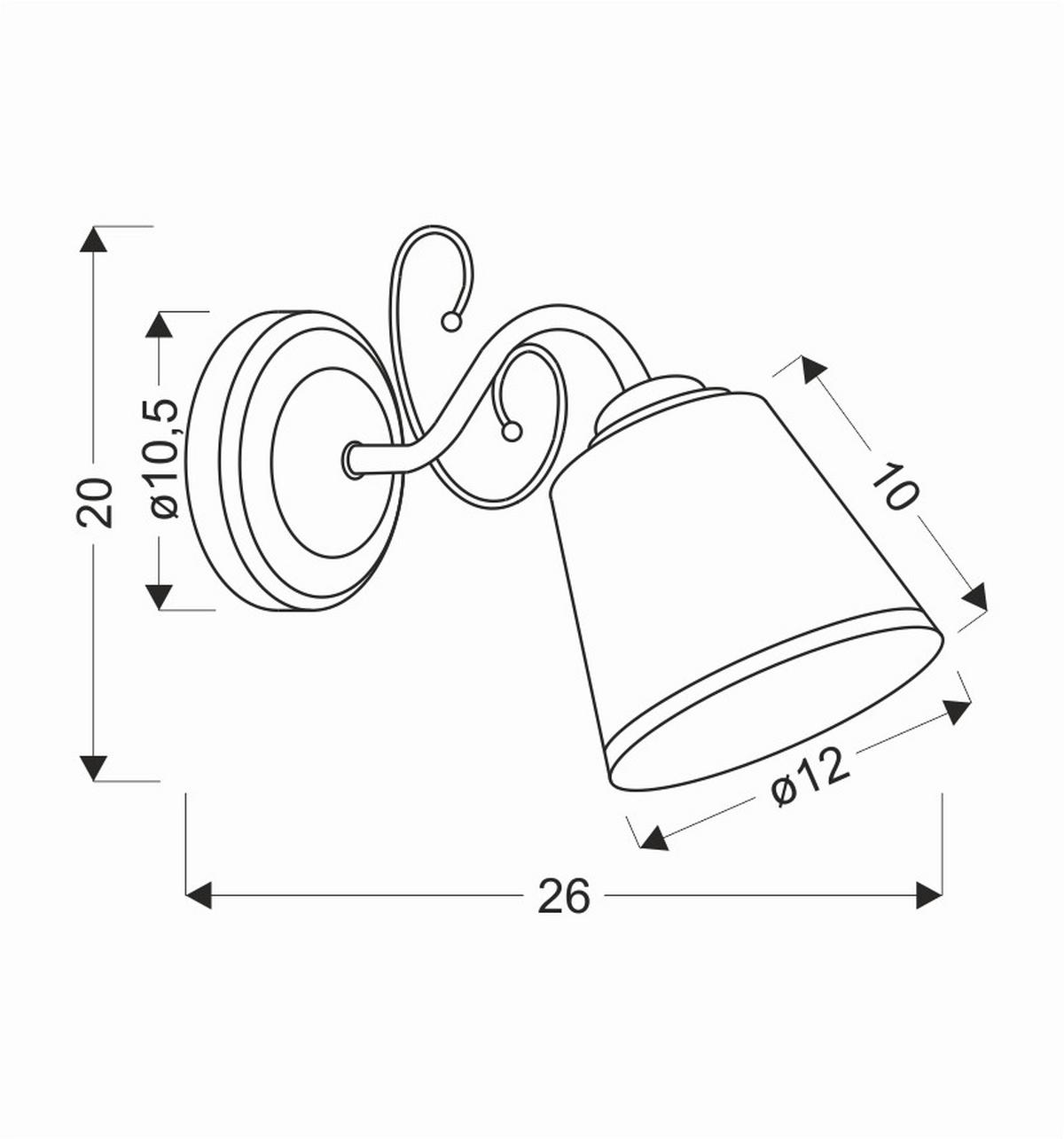 Zidna Svjetiljka Losanna - brončane boje/bijela, Konvencionalno, metal (26/12/20cm)