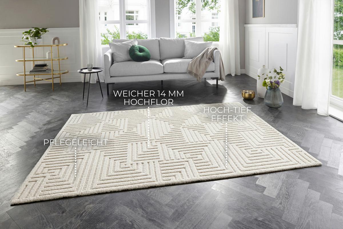 Hochflorteppich Manipu Creme ca. 120x170cm - Creme, Basics, Kunststoff (120/170cm)