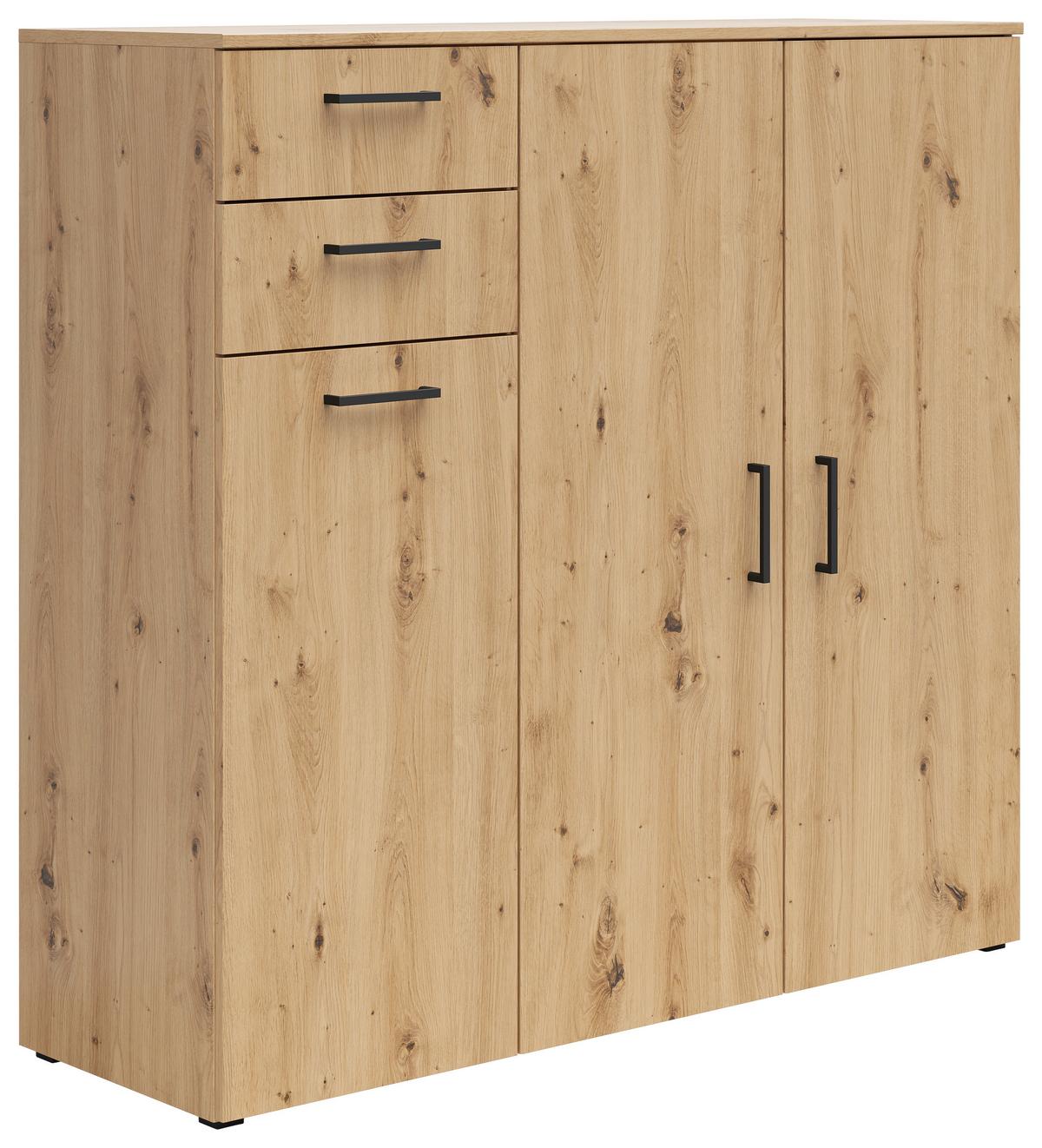 Kommode Multistauraum Eiche Artisan - Anthrazit/Schwarz, MODERN, Holzwerkstoff/Kunststoff (120/115/40cm) - Mömax