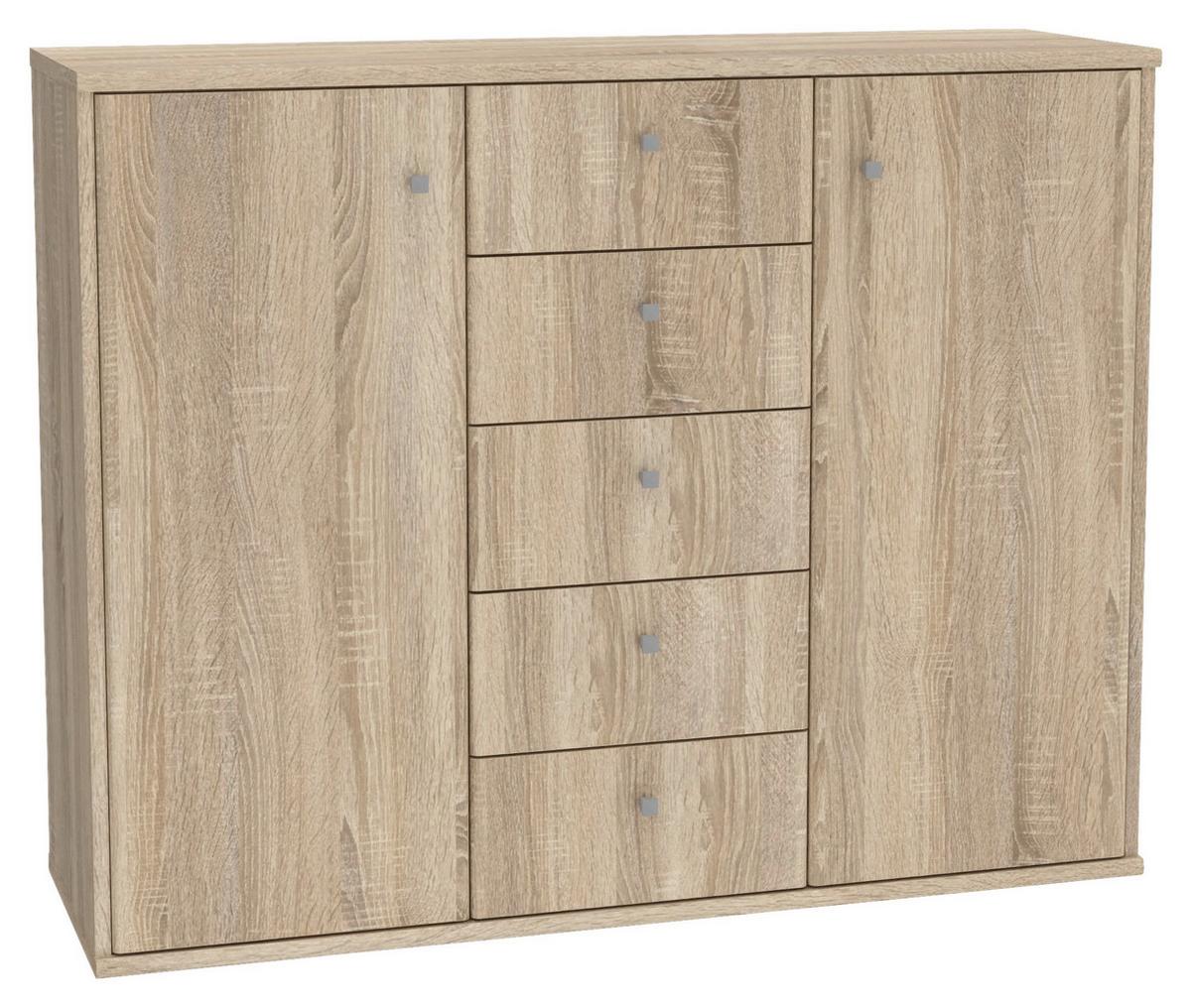 Komoda Tempra 2, Barva Hrasta - barve aluminija/hrast sonoma, Design, umetna masa/leseni material (108,8/85,5/34,8cm)