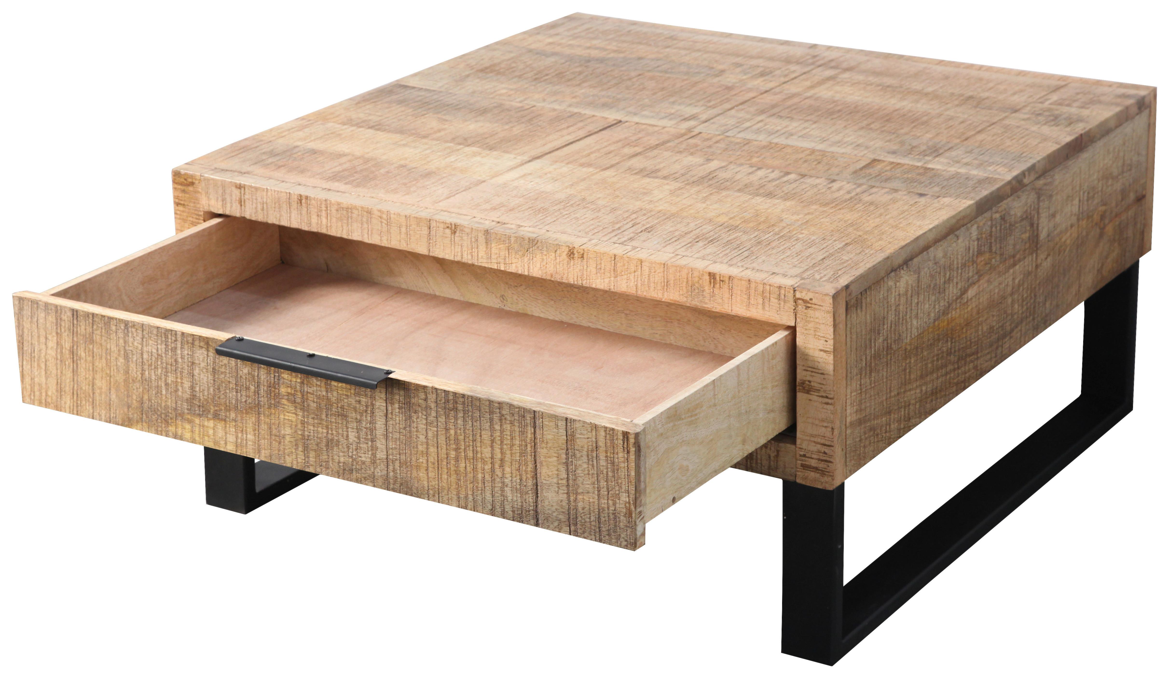 SOFFBORD EVEREST -EXKLUSIV- - svart/naturfärgad, Natur, metall/trä (80/80/40cm) - Mömax