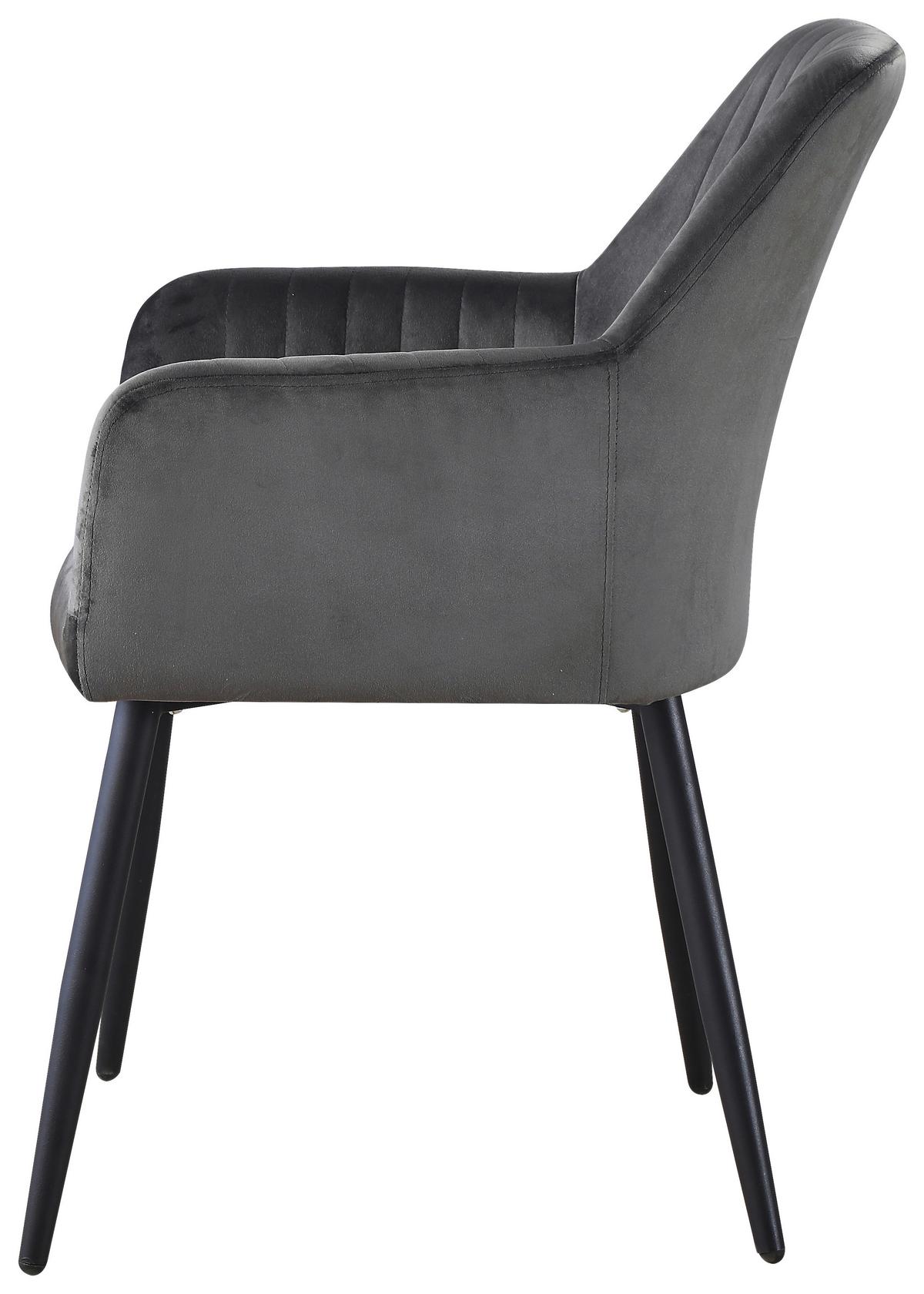 KRZESŁO Z PODŁOKIETNIKAMI KARIN - czarny/szary, Modern, metal/drewno (63/85/63cm) - MID.YOU