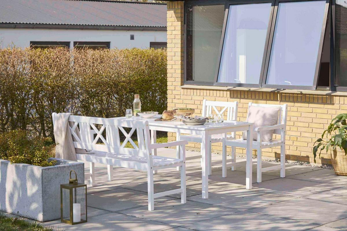 Gartensessel Rosenborg - Weiss Hochglanz, Natur, Holz (59/89/59cm) - Gardenson