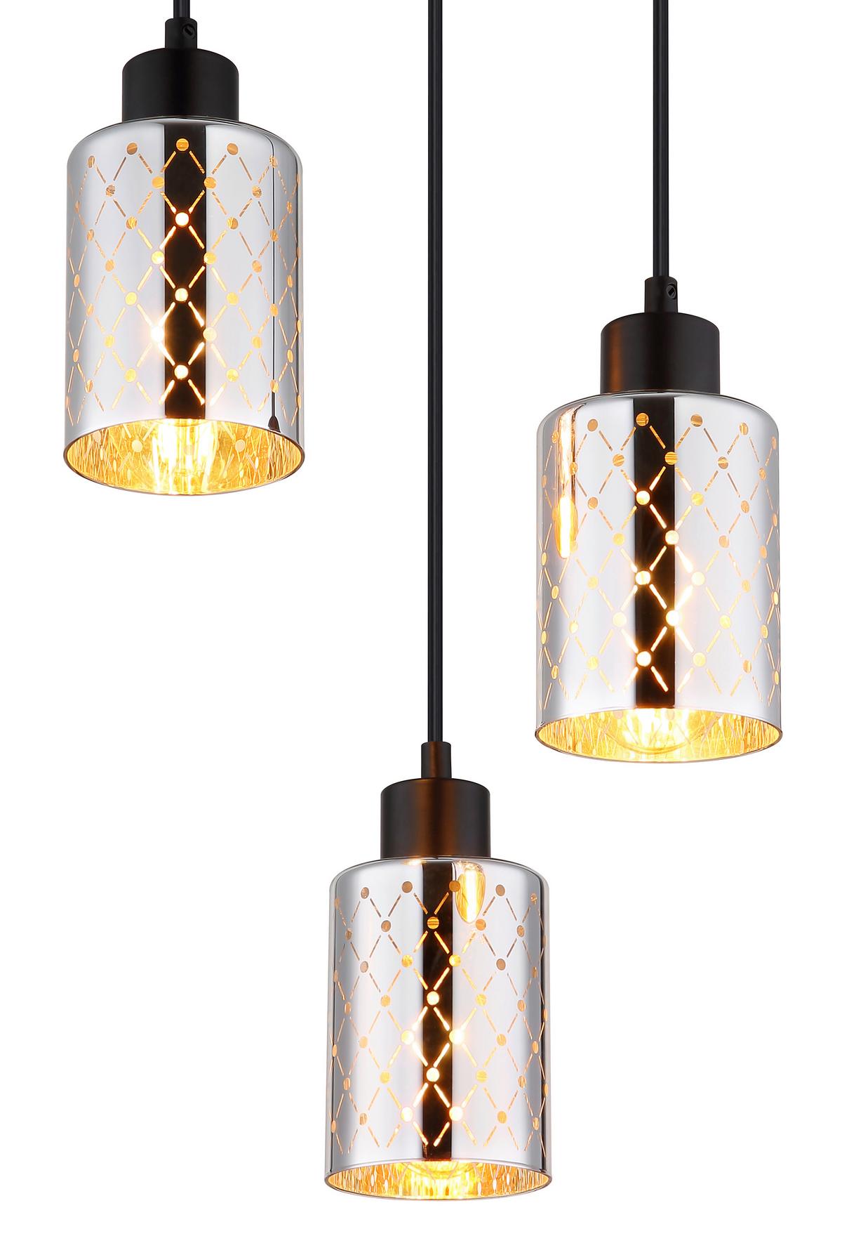 HÄNGELEUCHTE 54316-3HR  ALONSO - Klar/Chromfarben, Basics, Glas/Kunststoff (29/120cm) - Globo