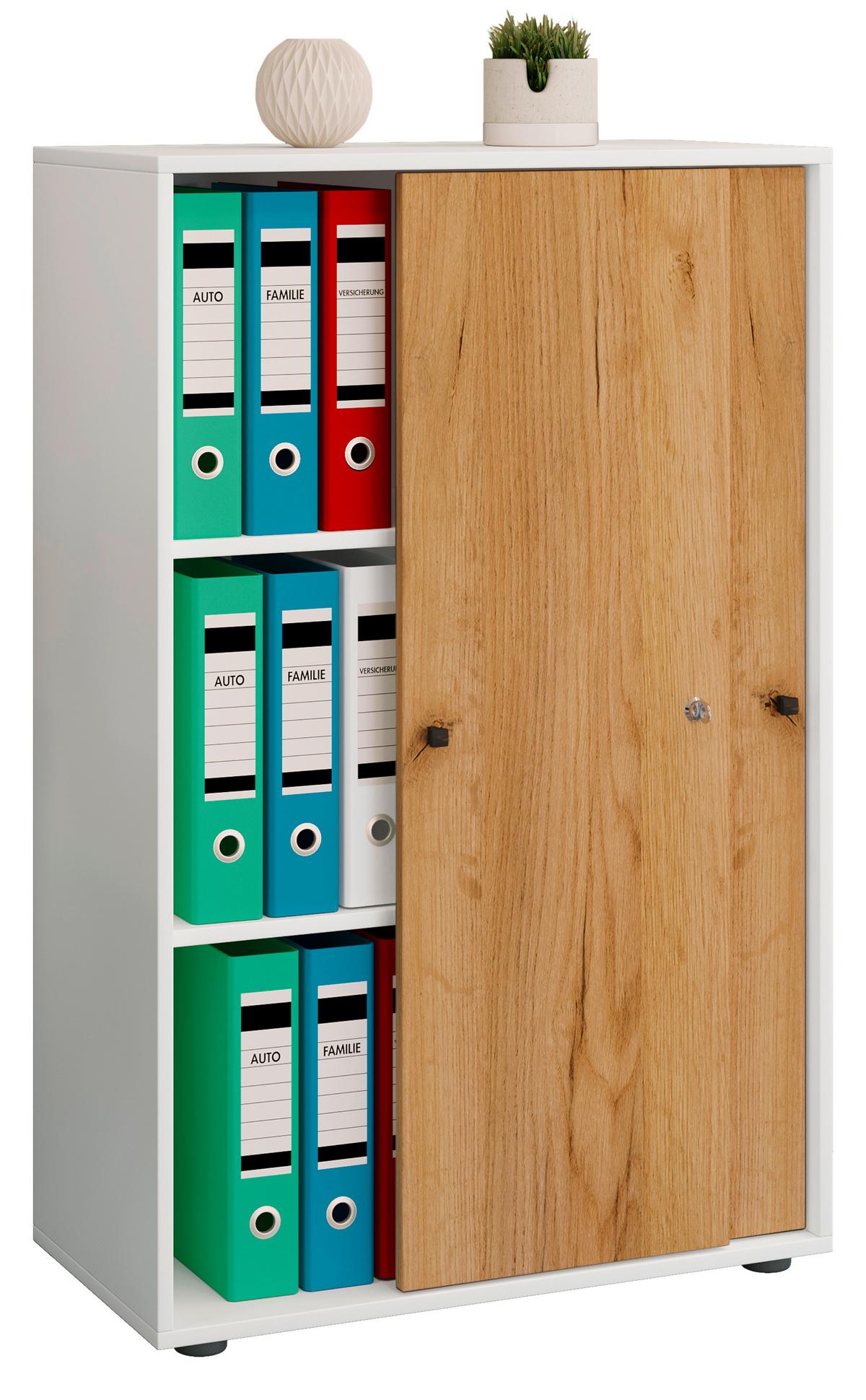 Arhivska Omara Lona Xl, Bela, Barva Hrasta - bela/medeni hrast, Design, leseni material (70/110/39cm) - MID.YOU