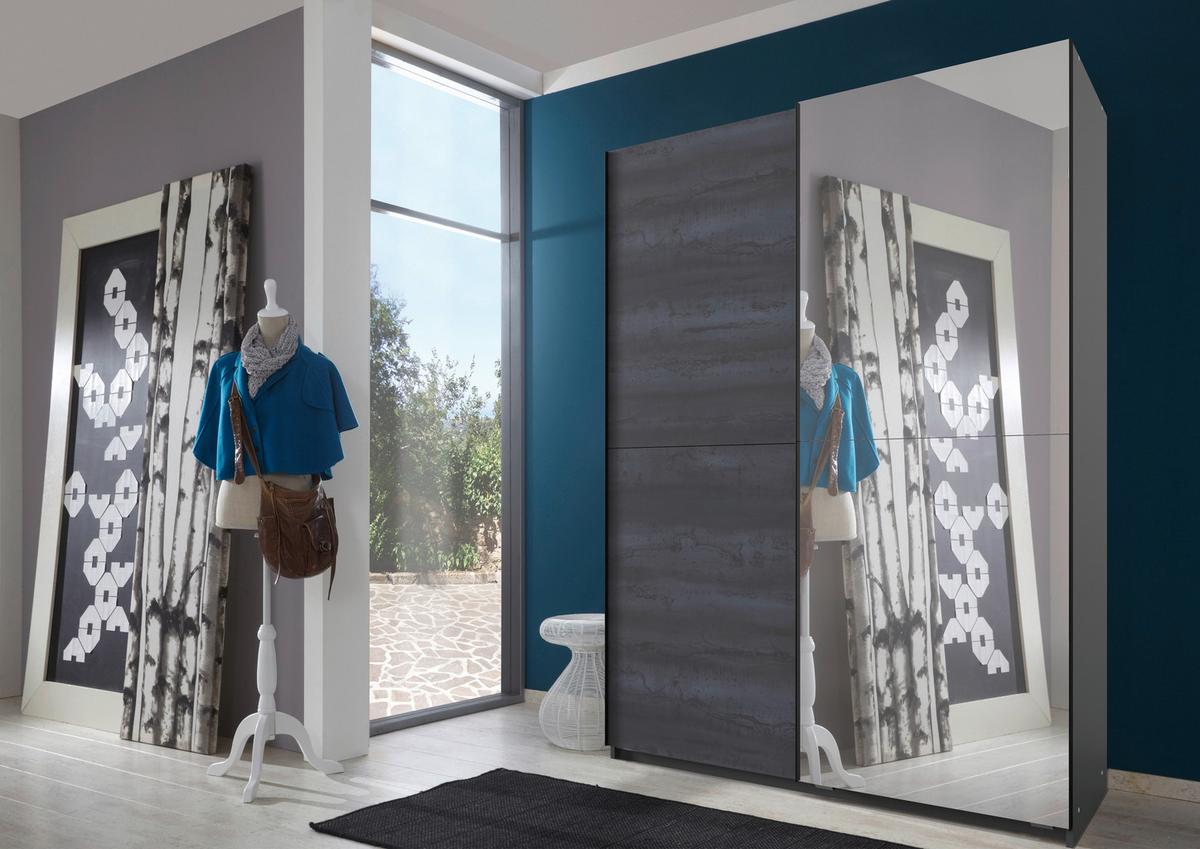 DULAP USI CULISANTE HERNE - gri închis/grafit, Basics, material pe bază de lemn (135/198/64cm) - Modern Living