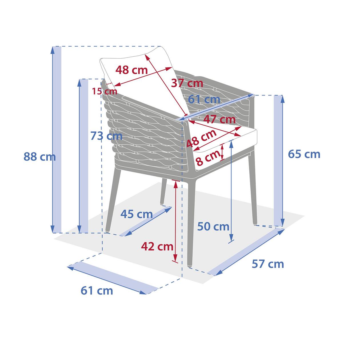 Stolica Vrtna Yconia - krem, Basics, metal/tekstil (61/61/88cm)