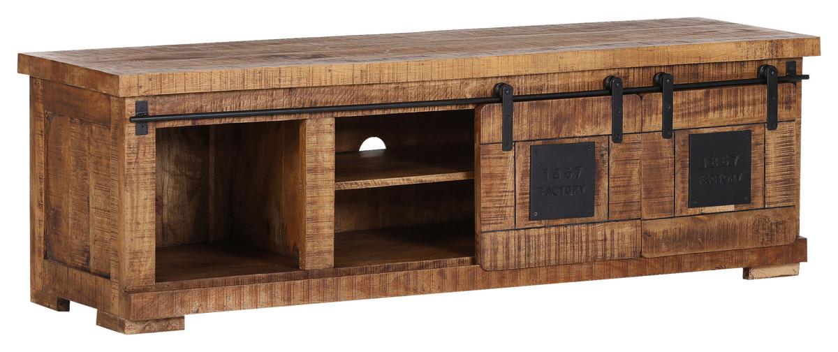 KOMODA NISKA BARNEY - kolor naturalny/czarny, Konventionell, metal/drewno (160/50/45cm) - Landscape