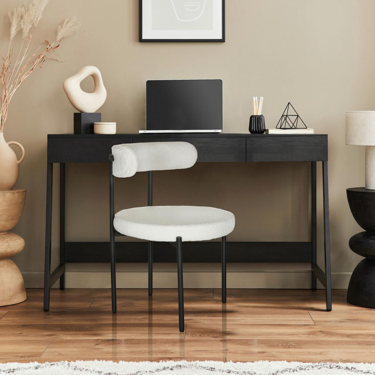 Stol Tedio, Bela - črna/bela, Basics, kovina/tekstil (55/78/56cm) - MID.YOU