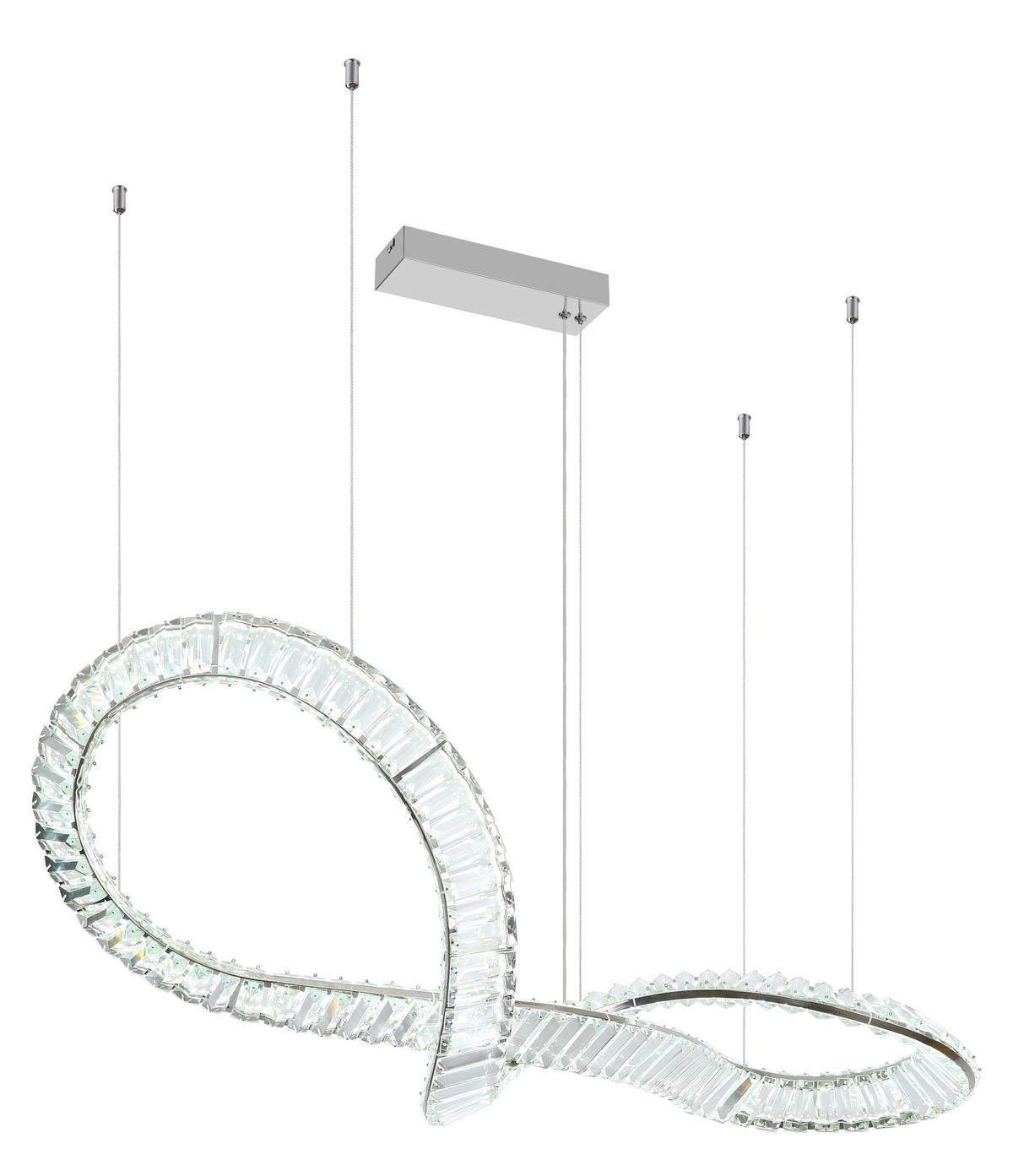 LED-HÄNGELEUCHTE 67339-72C NEIL - Klar/Chromfarben, Basics, Glas/Metall (110/33/120cm) - Globo