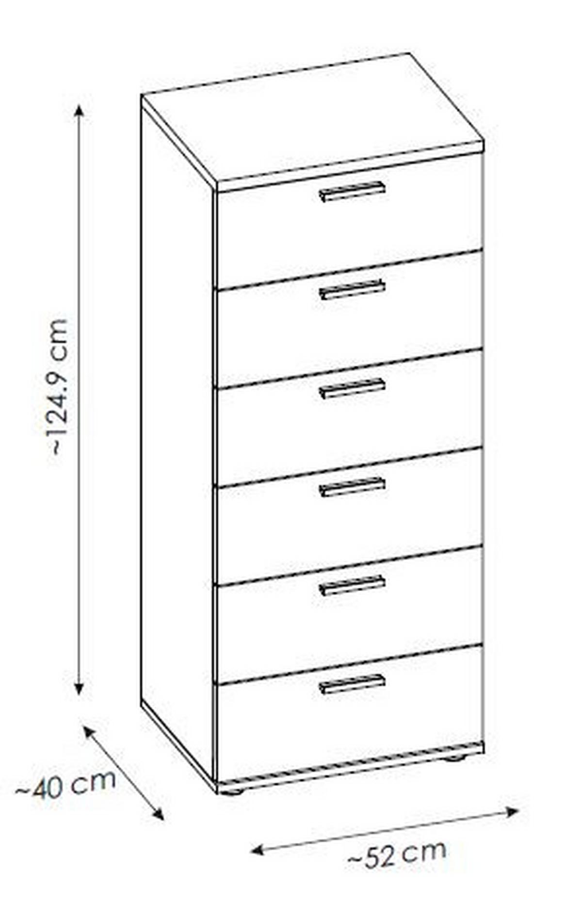 commode Eiche/Alpinweiß/Matera dunkel - Modern, Holzwerkstoff/Kunststoff (52/125/40cm) - Mömax