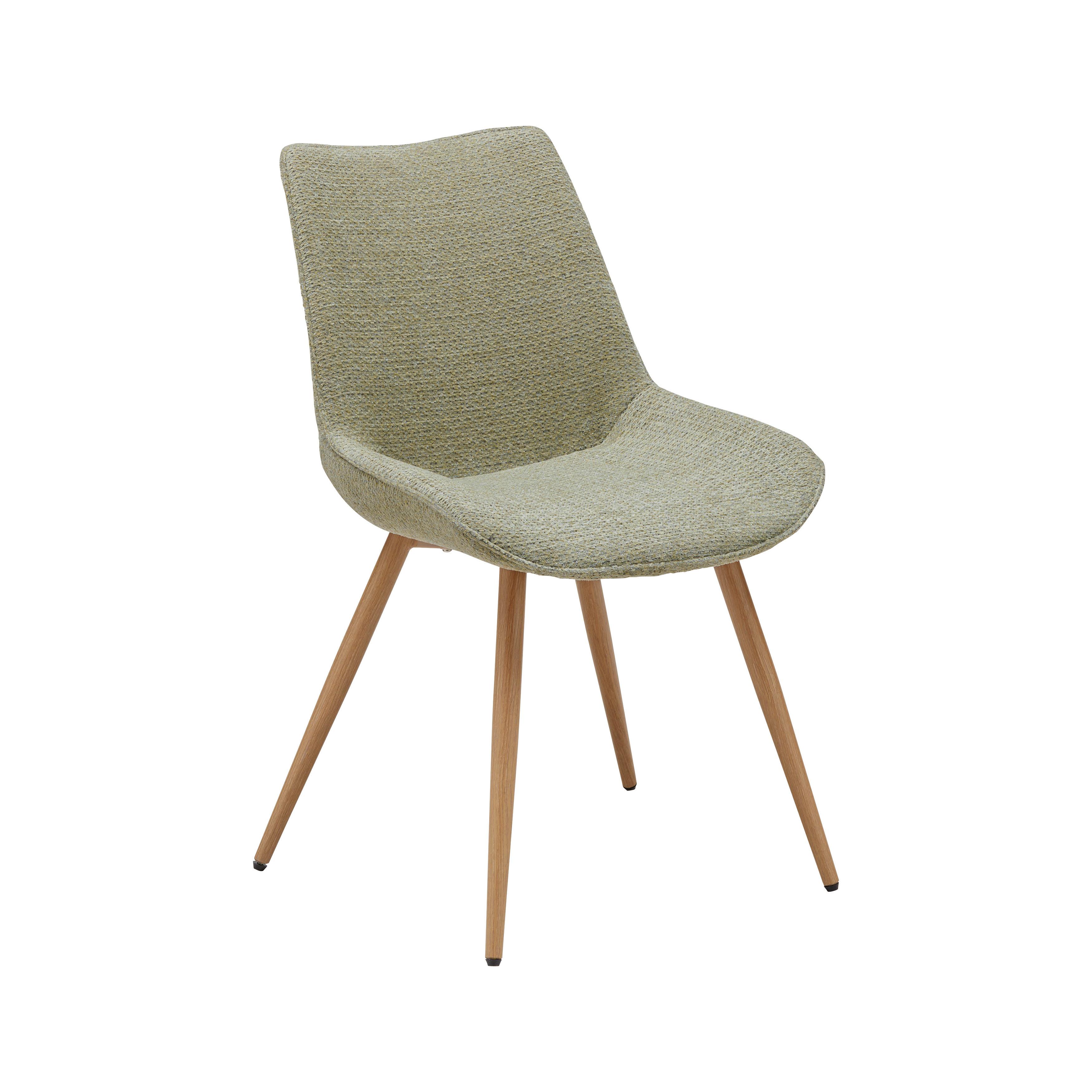STOL LOU - ljusgrön/ekfärgad, Modern, metall/trä (52/84/60cm) - Mömax