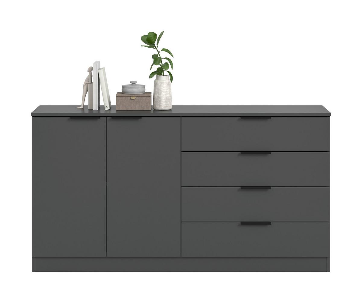 Kommode Kopenhagen Anthrazit - Anthrazit/Schwarz, Design, Holzwerkstoff/Kunststoff (148/80/35cm) - Livetastic