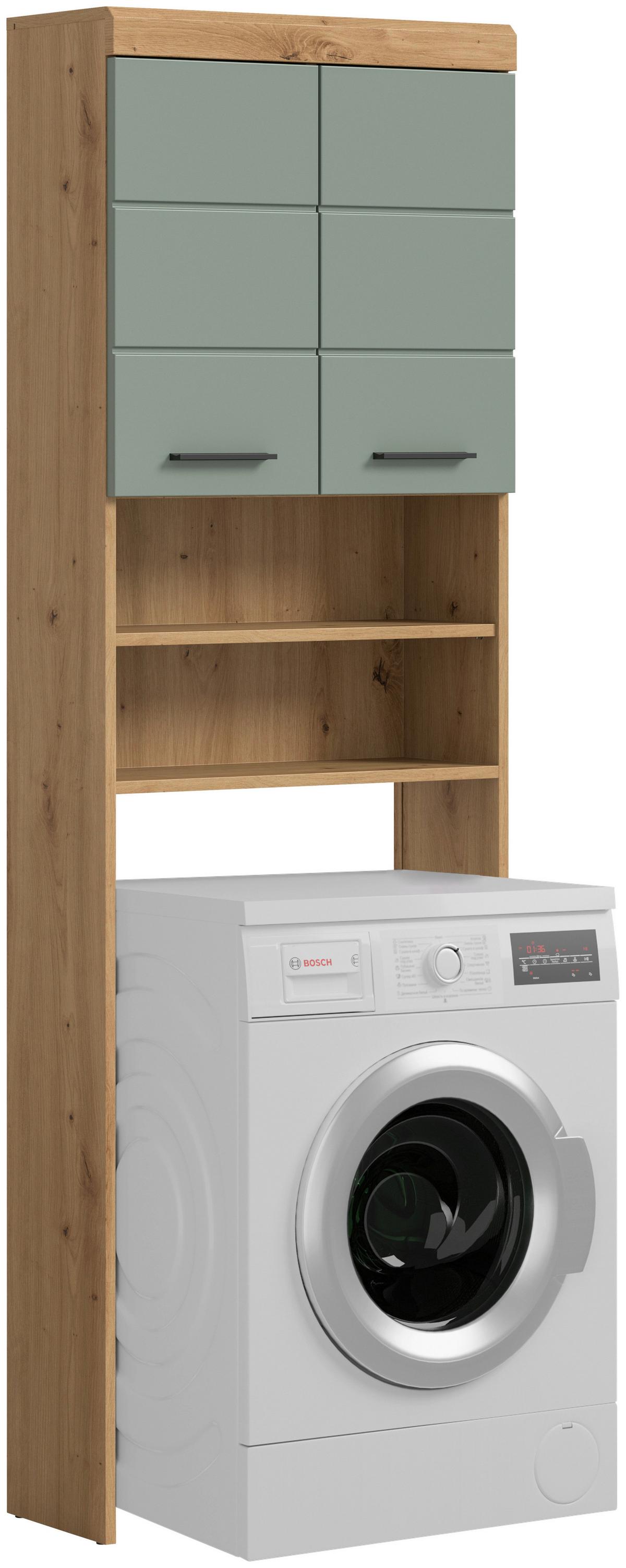 Waschmaschinenschrank Scout ca. 63x191x24 cm Salbeigrün - Salbeigrün/Schwarz, MODERN, Holzwerkstoff/Kunststoff (63/191/24cm) - MID.YOU