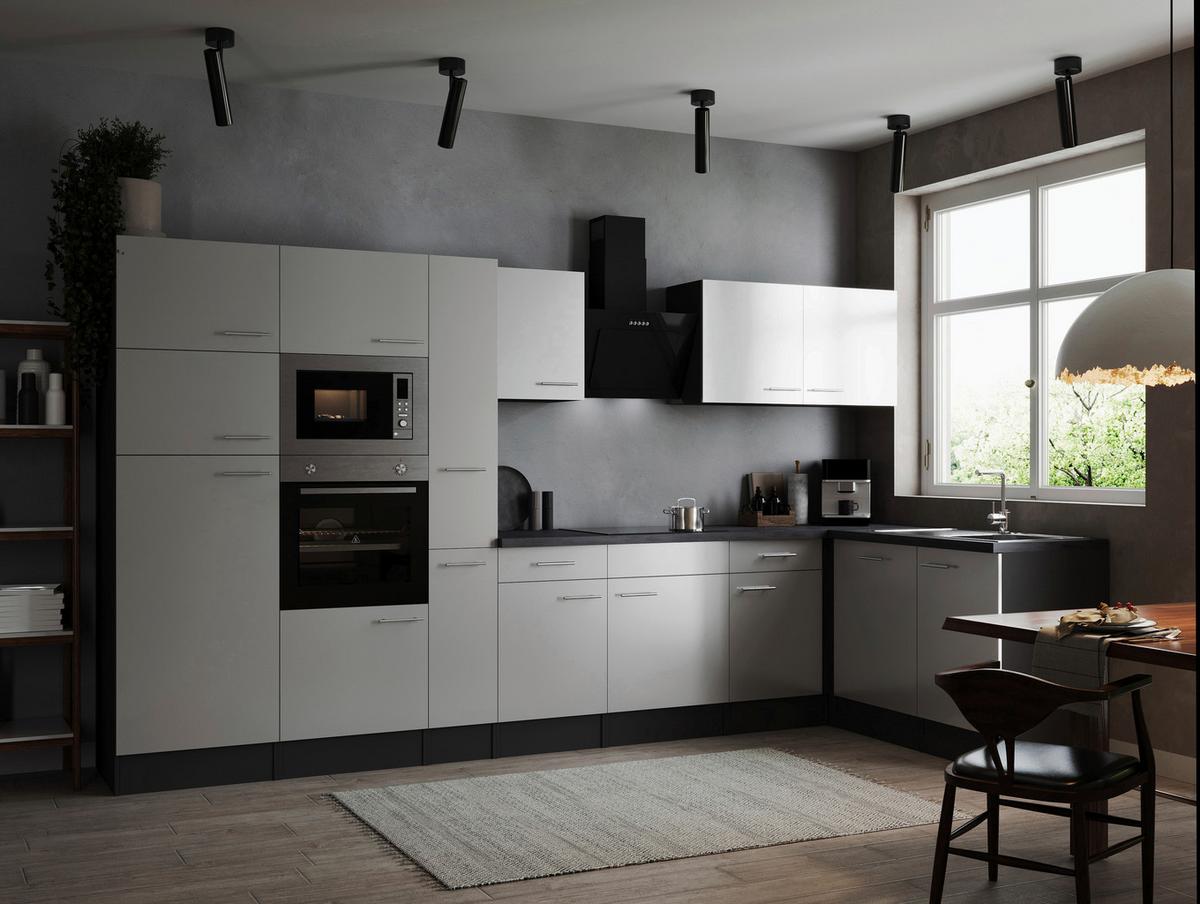 Kotna Kuhinja Z Aparati Oliver, 370x172cm - srebrne barve/siva, Design, kovina/leseni material (370/172cm) - Respekta